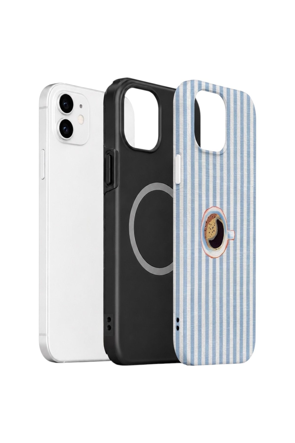 iPhone 12 Vorian Çift Katmanlı MagSafe Kılıf Morning Coffee Stripe