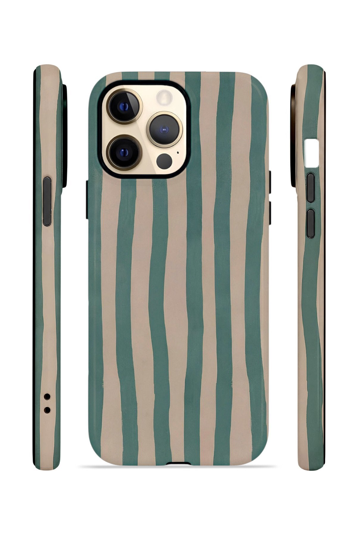 iPhone 12 Pro Vorian Çift Katmanlı Kılıf Sage Riviera Stripe