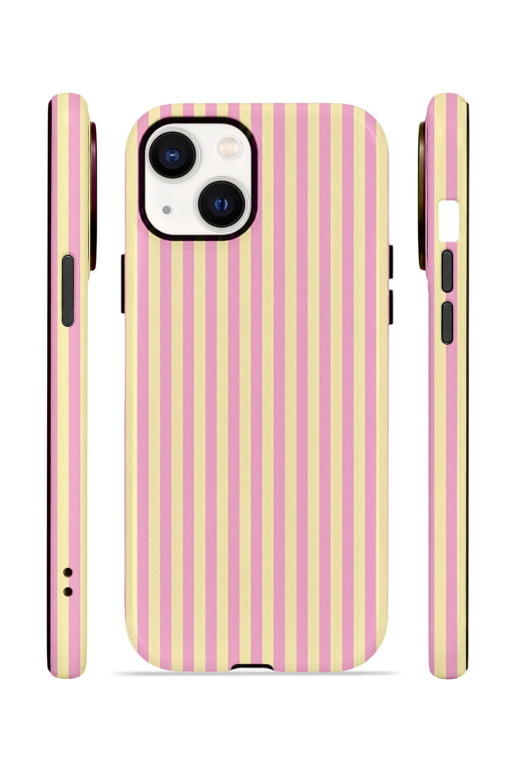 iPhone 15 Vorian Çift Katmanlı Kılıf Lemon Candy Pinstripe