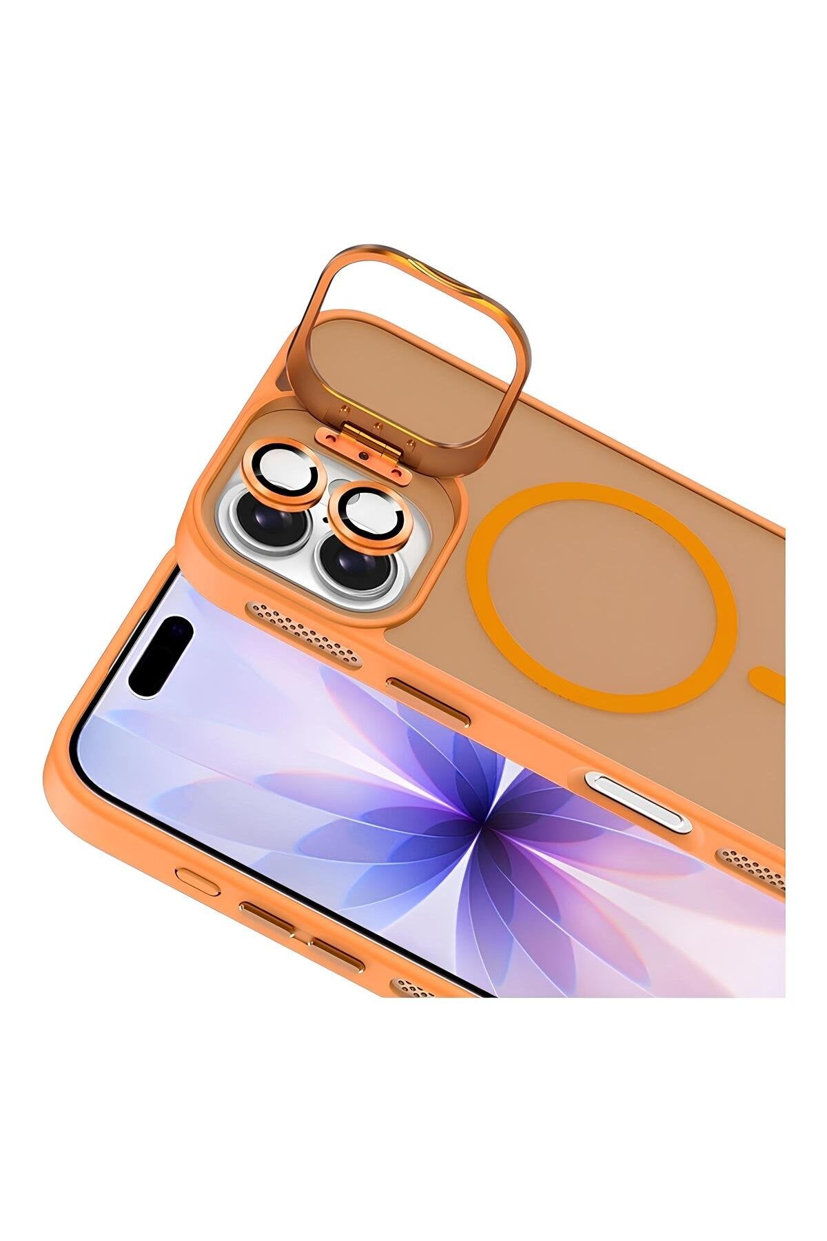 iPhone 16 Cyrenn MagSafe Kılıf + Lens Koruyucu Enerji Turuncusu