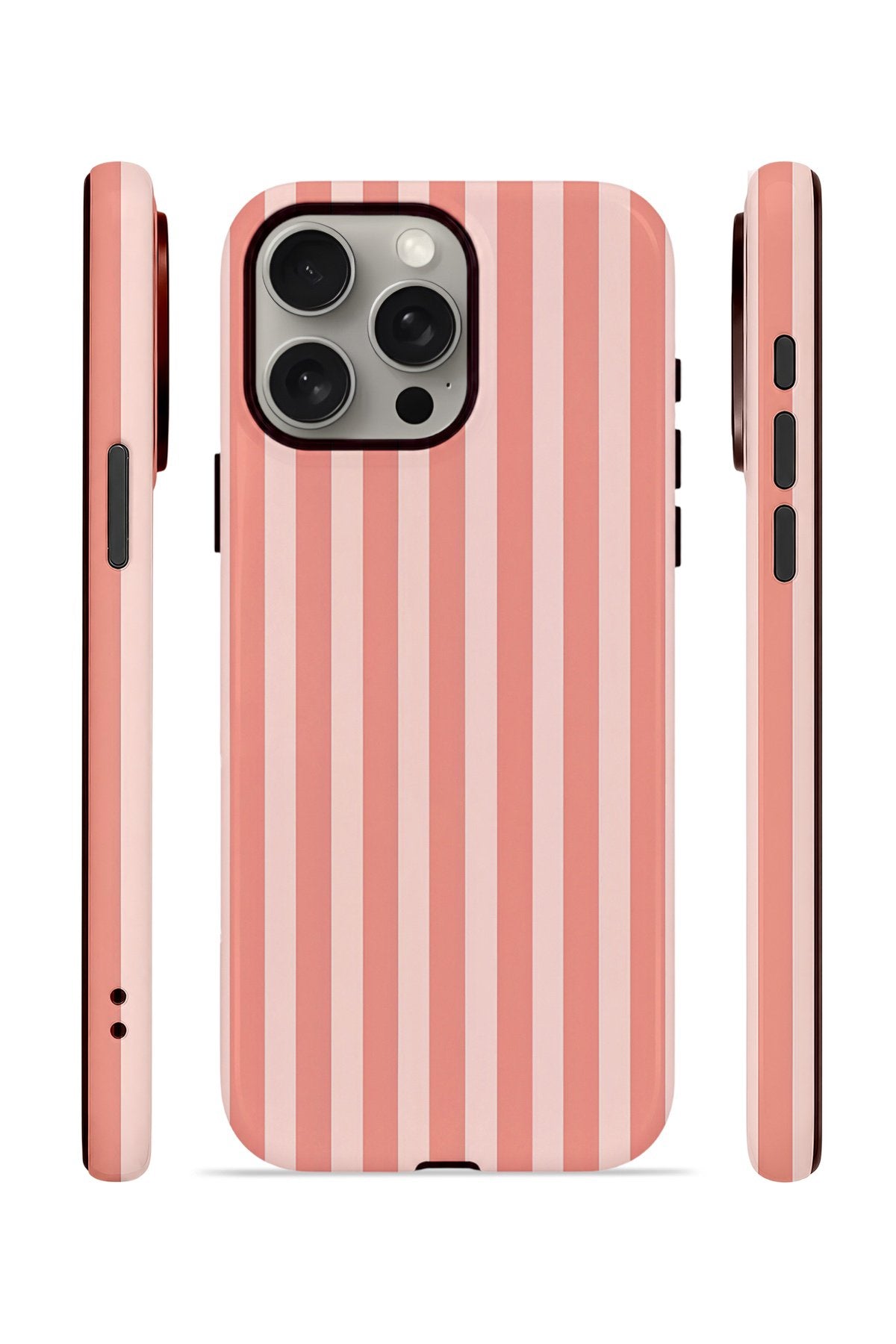 iPhone 15 Pro Max Vorian Çift Katmanlı MagSafe Kılıf Coral Riviera Stripe