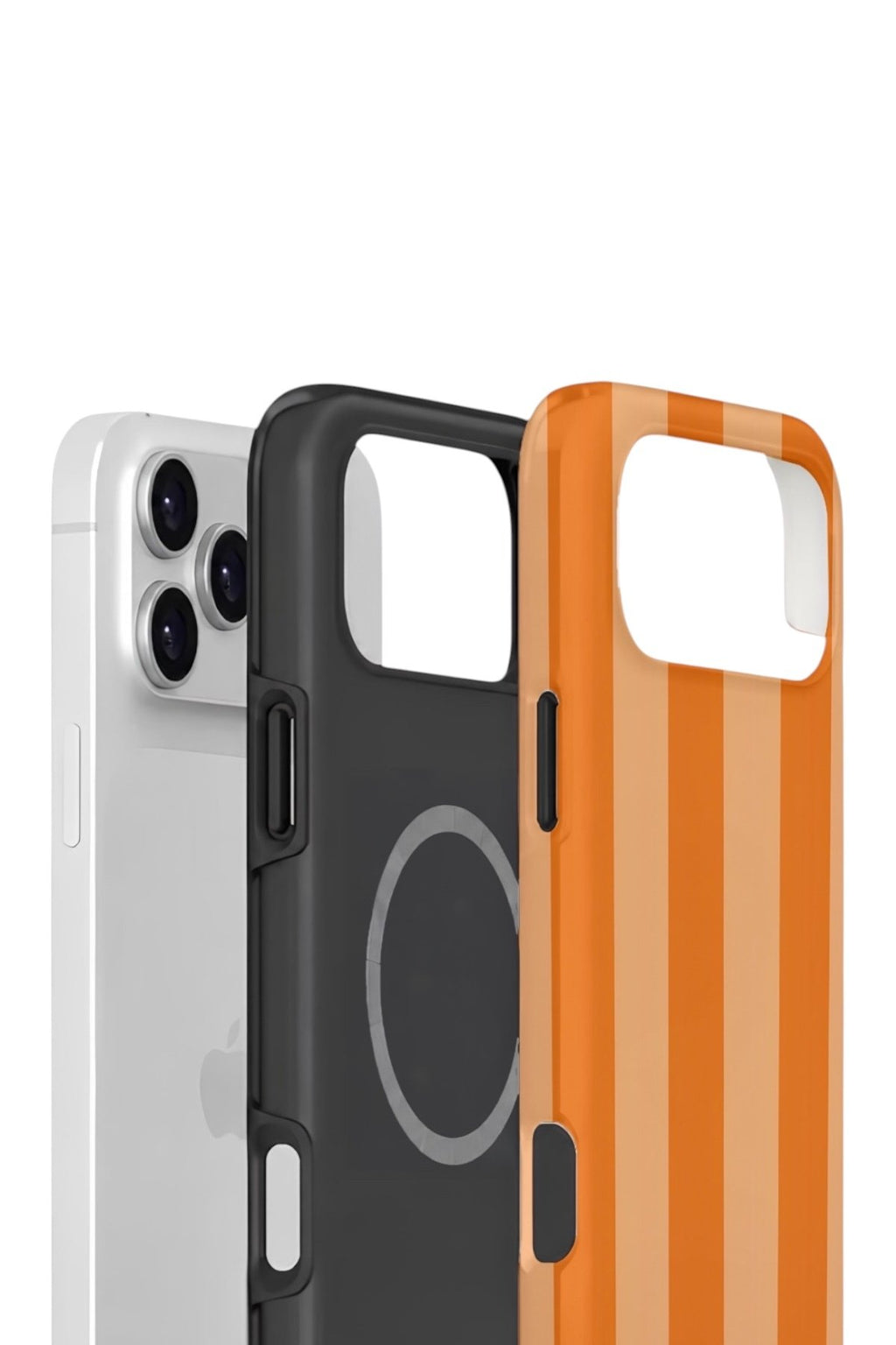 iPhone 17 Pro Max Vorian Çift Katmanlı MagSafe Kılıf Orange Cream Stripe