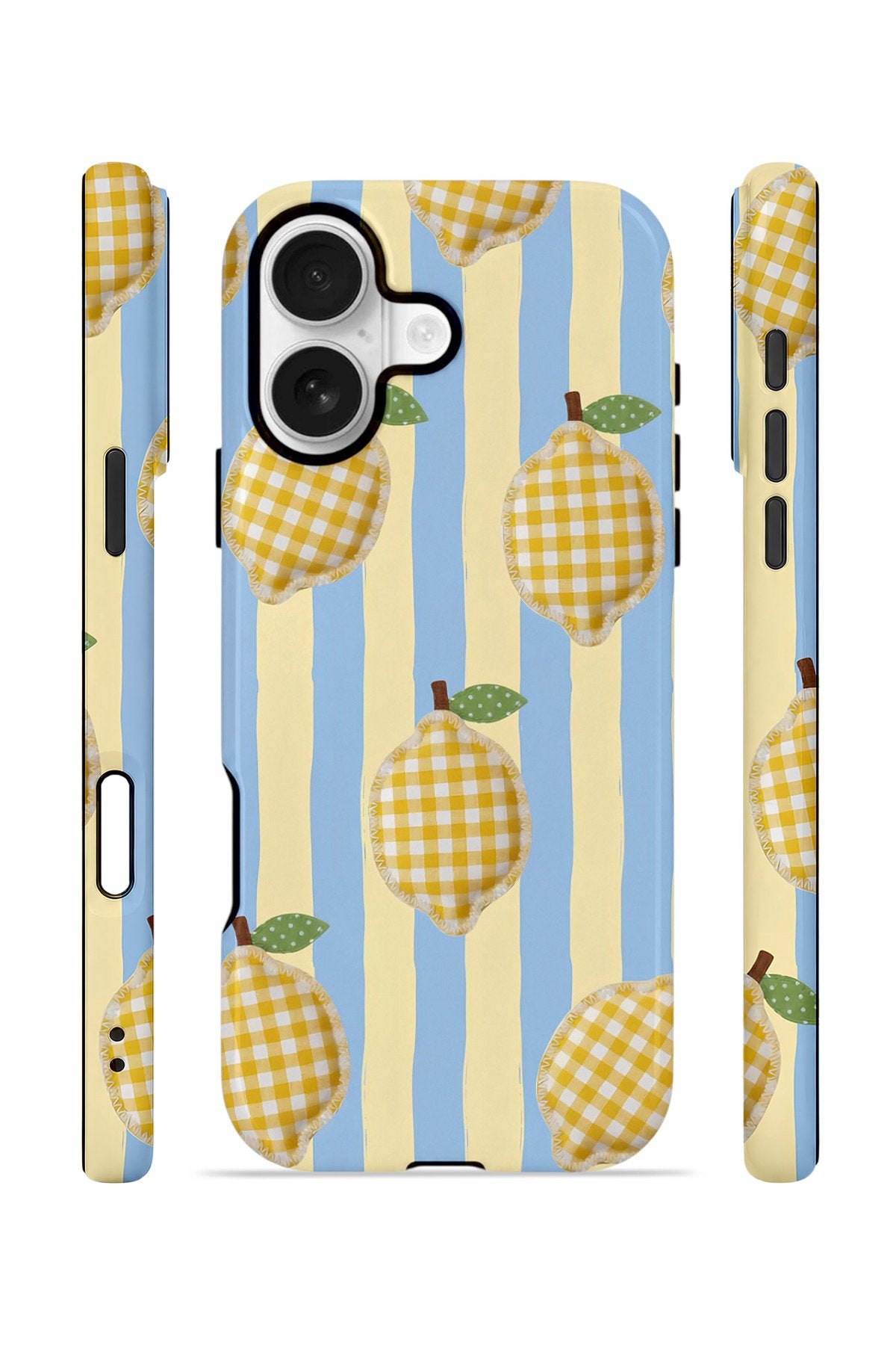 iPhone 16 Plus Vorian Çift Katmanlı MagSafe Kılıf Gingham Lemon Grove