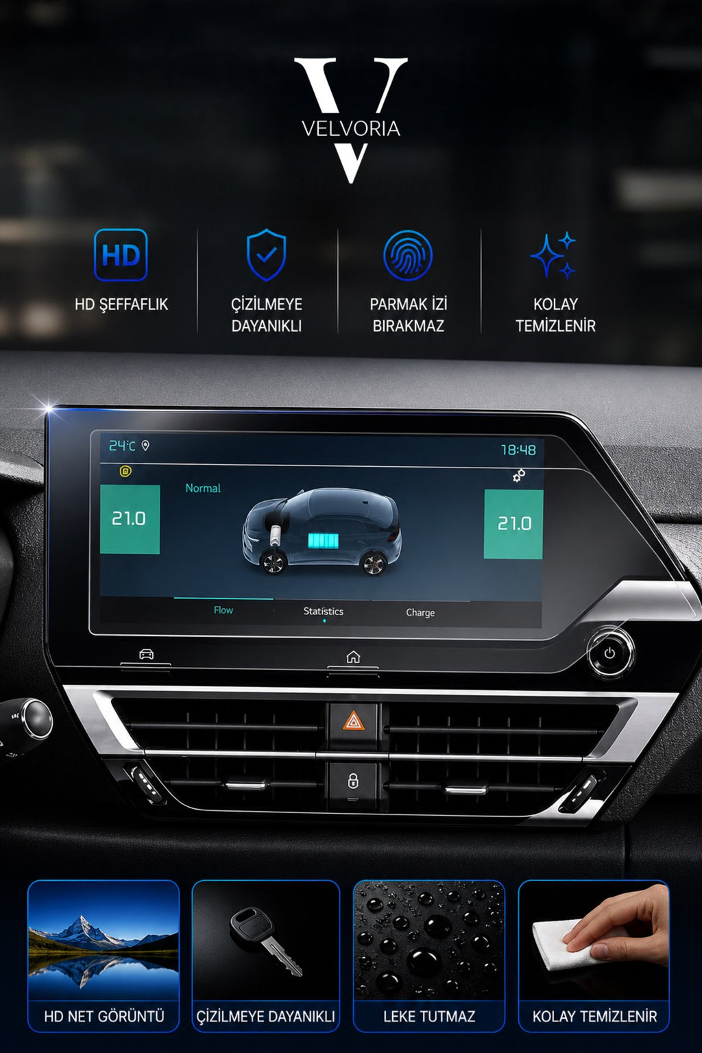 Citroen C4 Suv Navigasyon Multimedya 10 Inç Uyumlu 9H Nano Anti-Broken Ekran Koruyucu 2021-2023