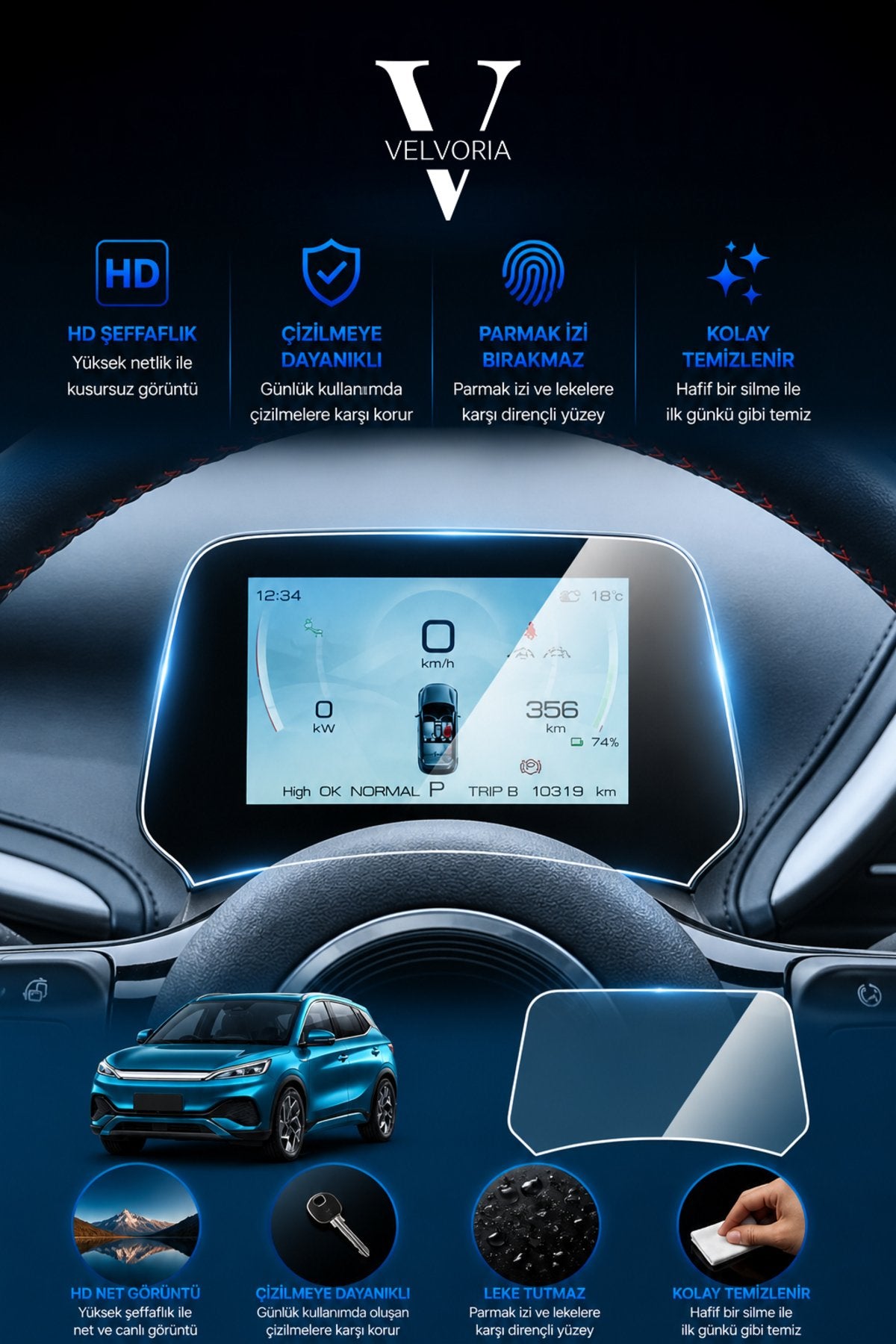 BYD Atto 3 Dijital Gösterge Esnek Nano Ekran Koruyucu