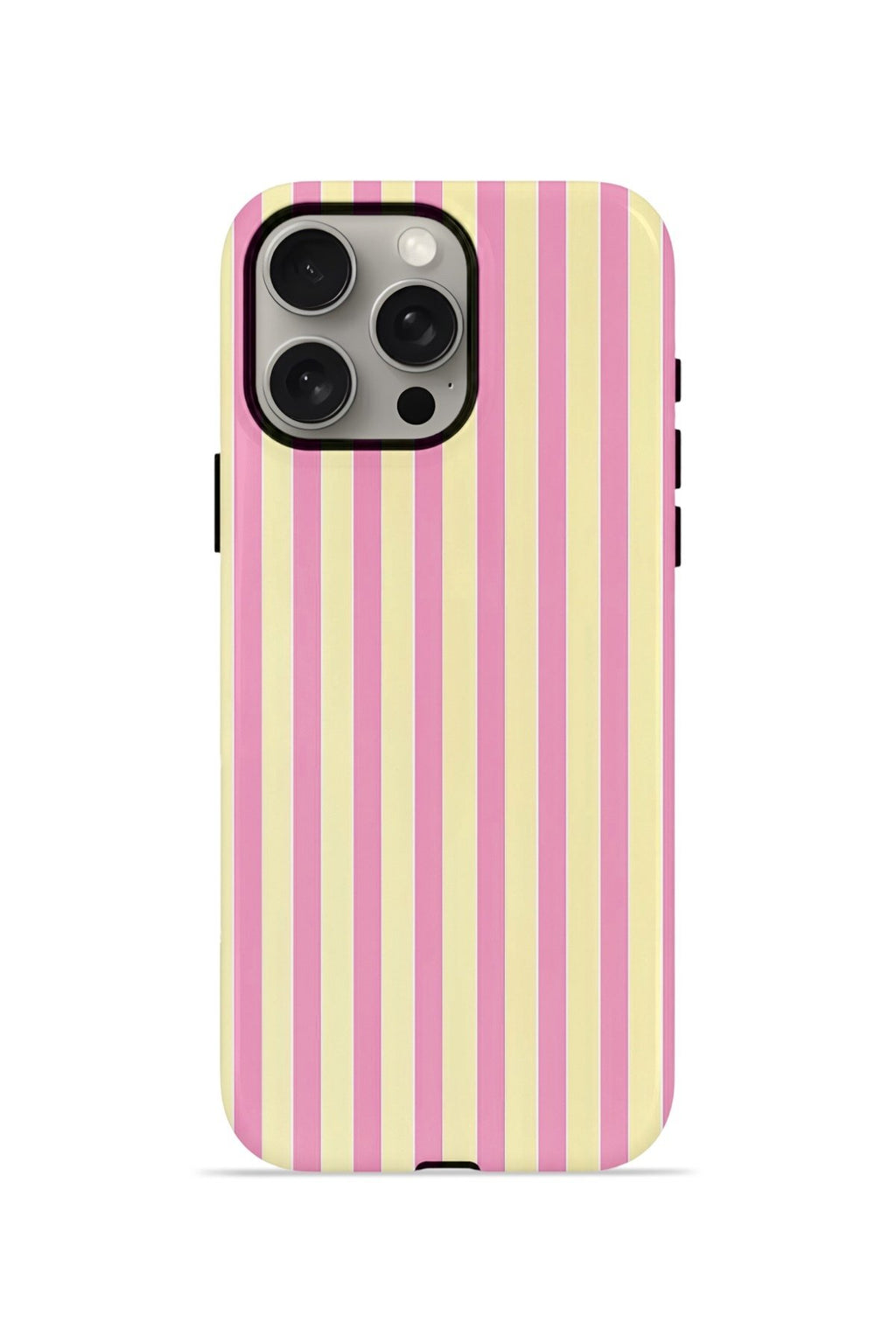 iPhone 15 Pro Vorian Çift Katmanlı Kılıf Pink Lemon Pinstripe