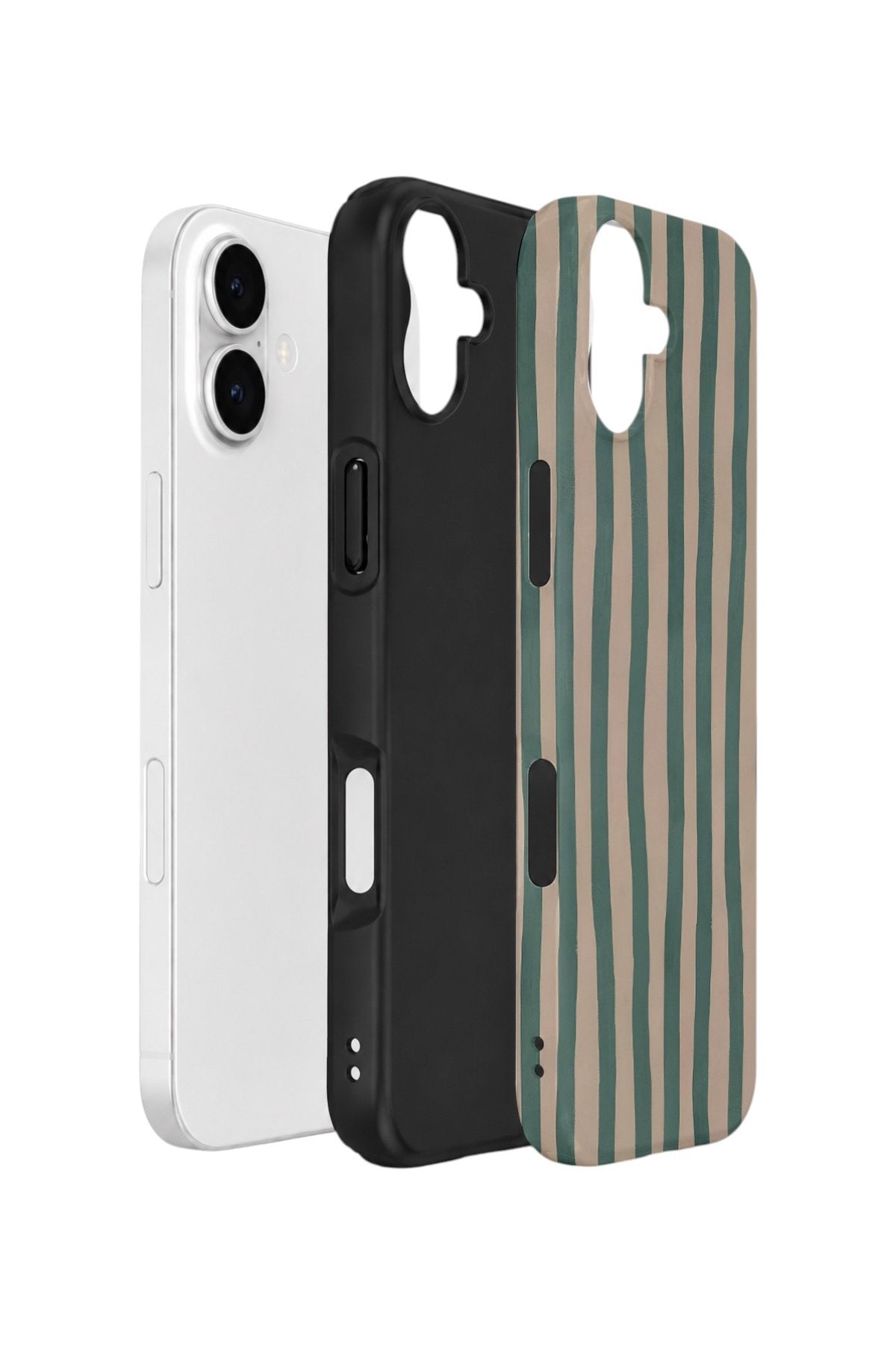 iPhone 16 Plus Vorian Çift Katmanlı Kılıf Sage Riviera Stripe