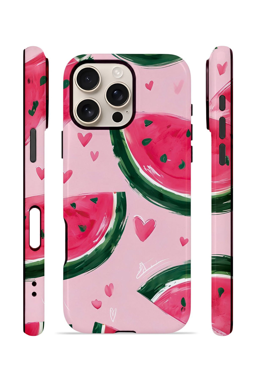iPhone 16 Pro Max Vorian Çift Katmanlı Kılıf Watermelon Hearts