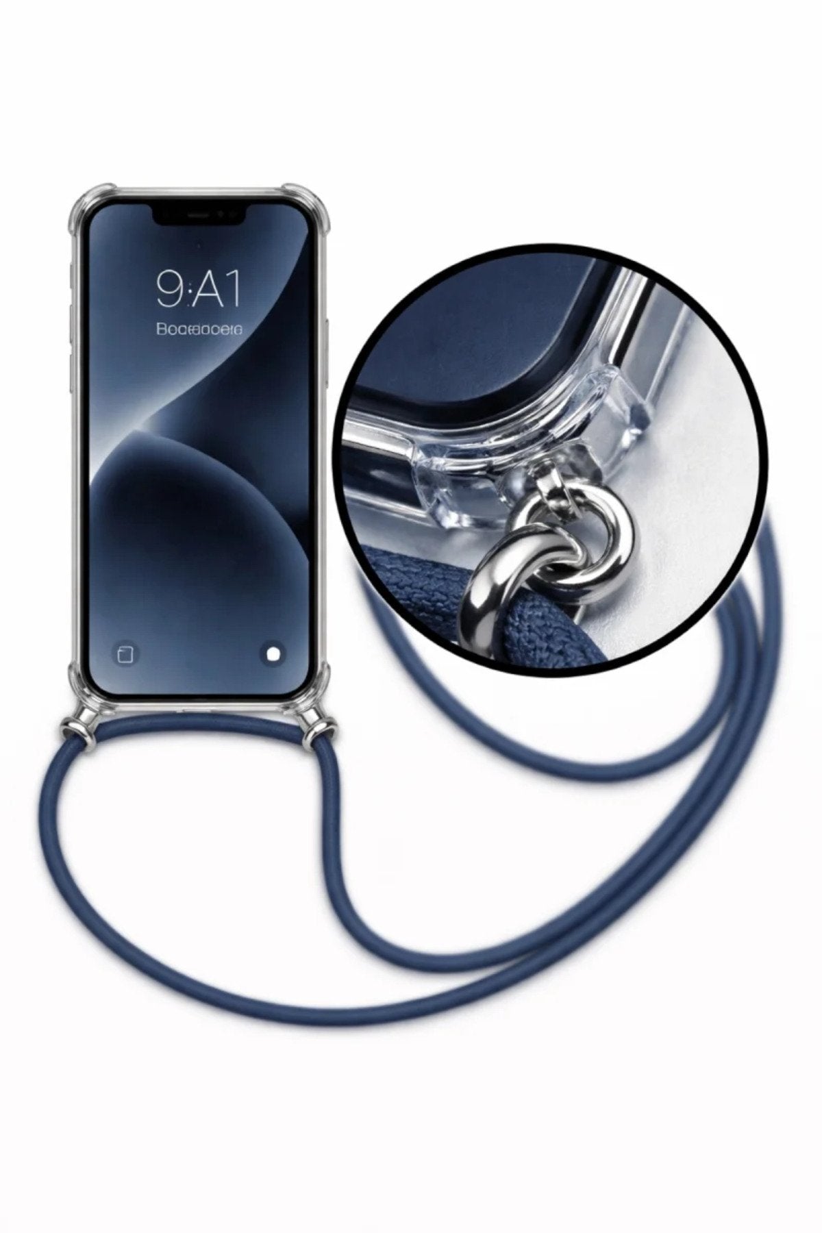 iPhone 17 Pro Max Kartlıklı Antişok Askılı Kılıf Beyaz