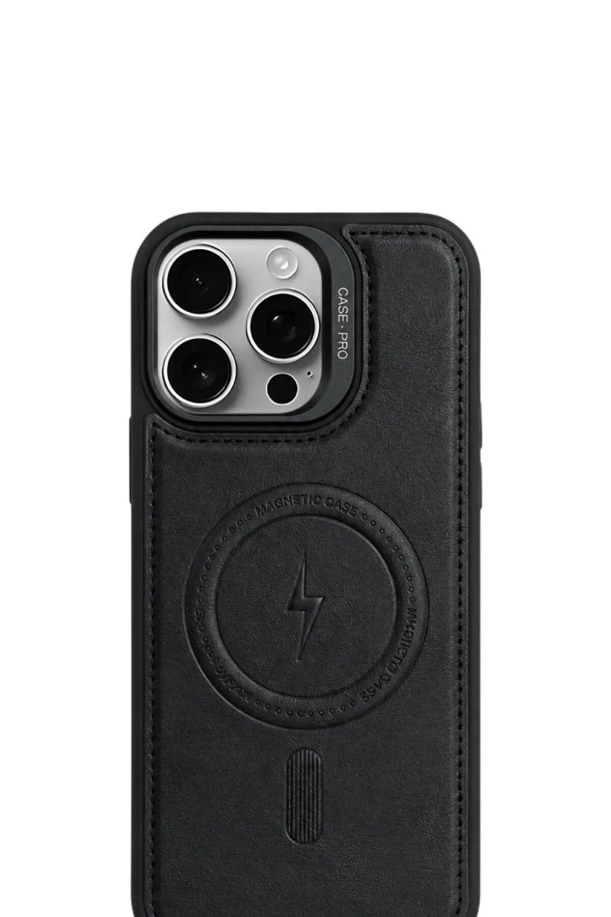 iPhone 17 Air GripStand MagSafe Deri Kılıf Siyah