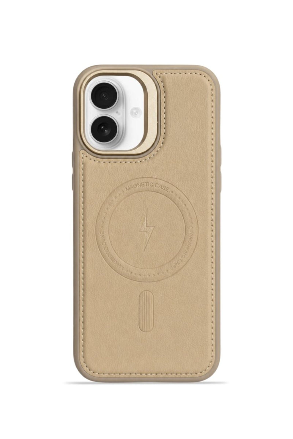 iPhone 17 GripStand MagSafe Deri Kılıf Krem