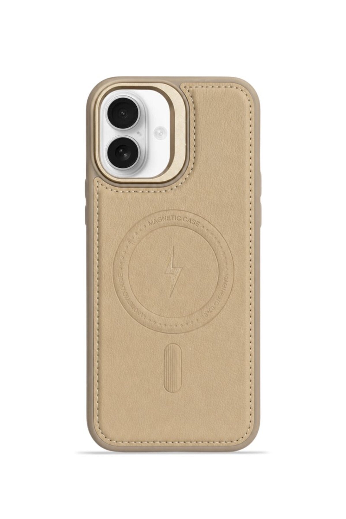 iPhone 17 GripStand MagSafe Deri Kılıf Krem