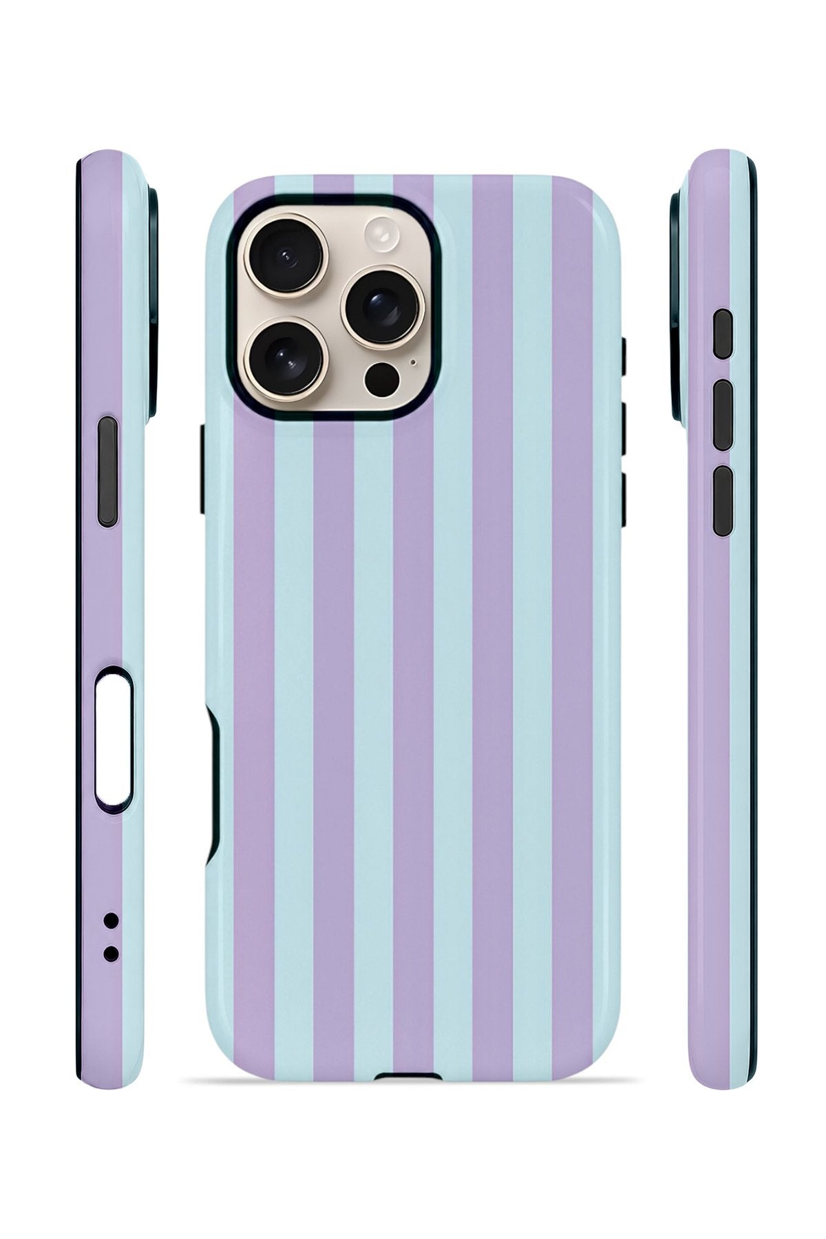 iPhone 16 Pro Vorian Çift Katmanlı Kılıf Lilac Riviera Stripe