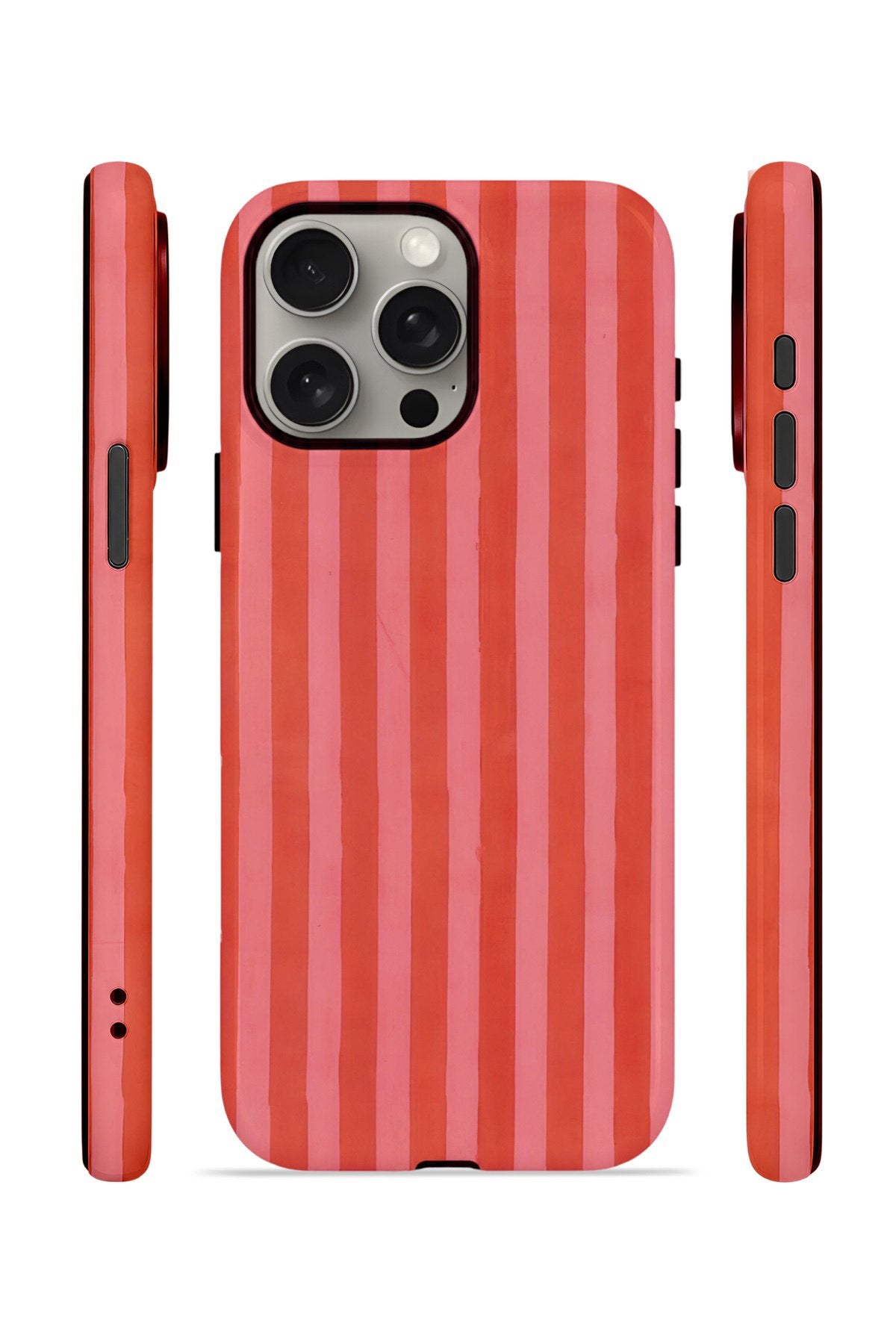 iPhone 15 Pro Max Vorian Çift Katmanlı Kılıf Tomato Red Stripe