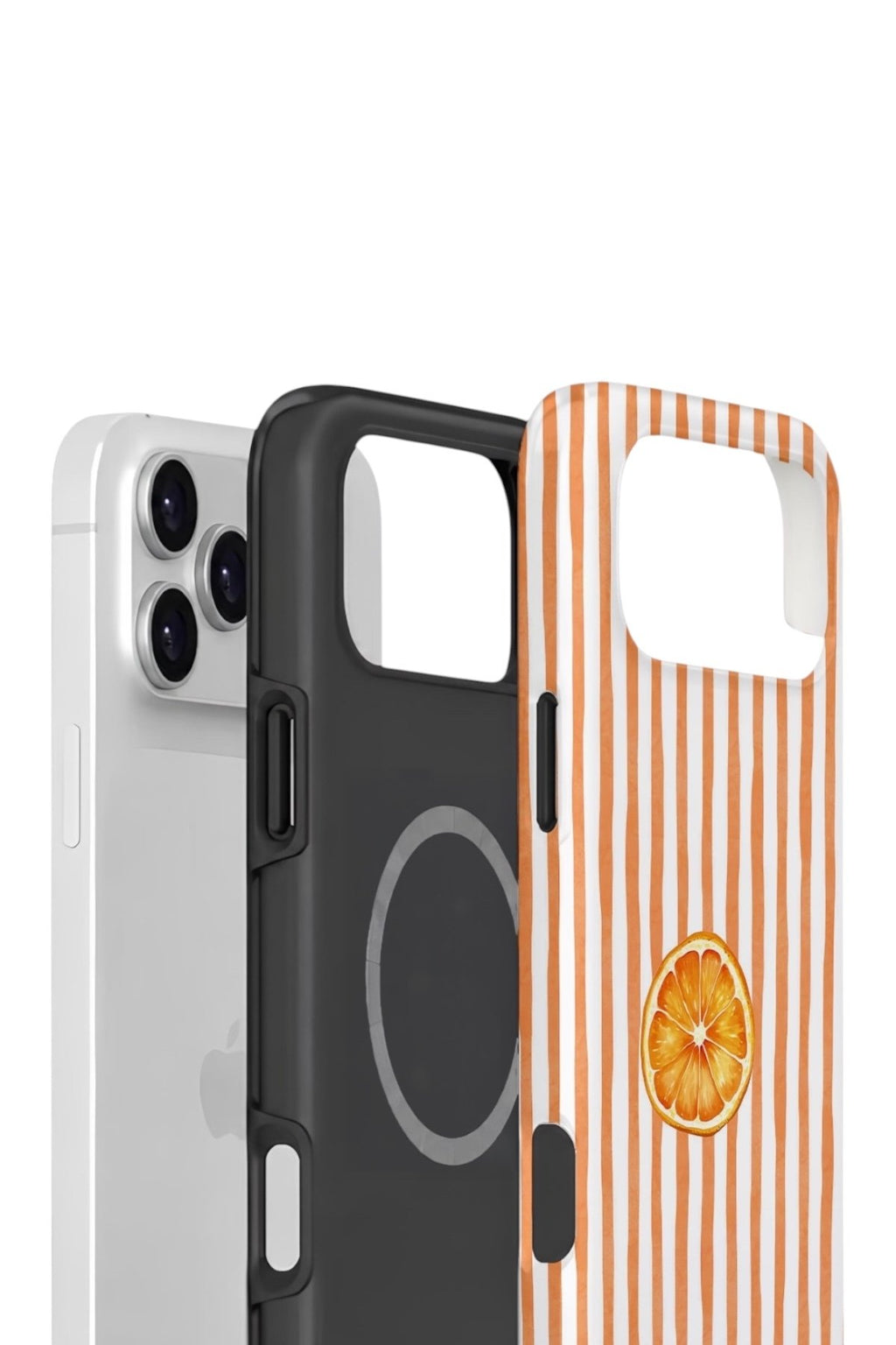 iPhone 17 Pro Vorian Çift Katmanlı MagSafe Kılıf Orange Slice Stripe