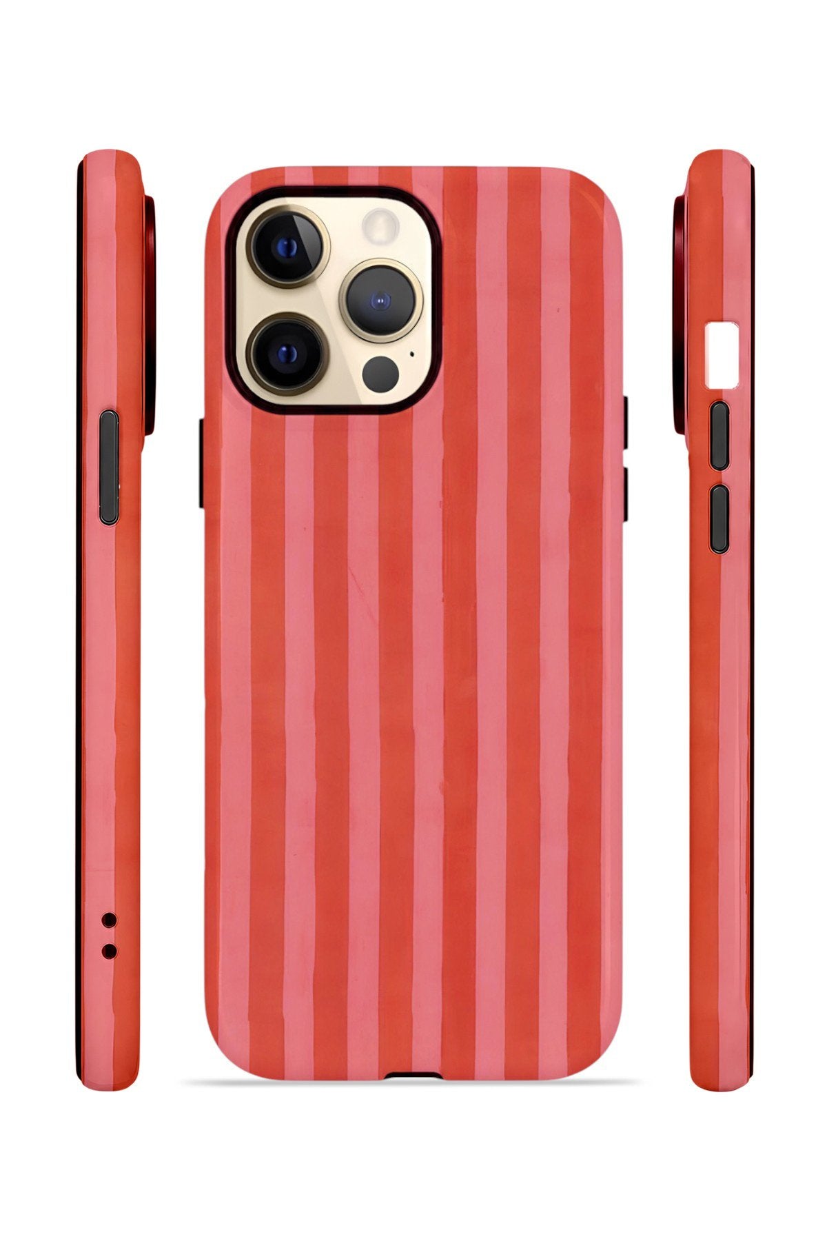 iPhone 13 Pro Max Vorian Çift Katmanlı Kılıf Tomato Red Stripe