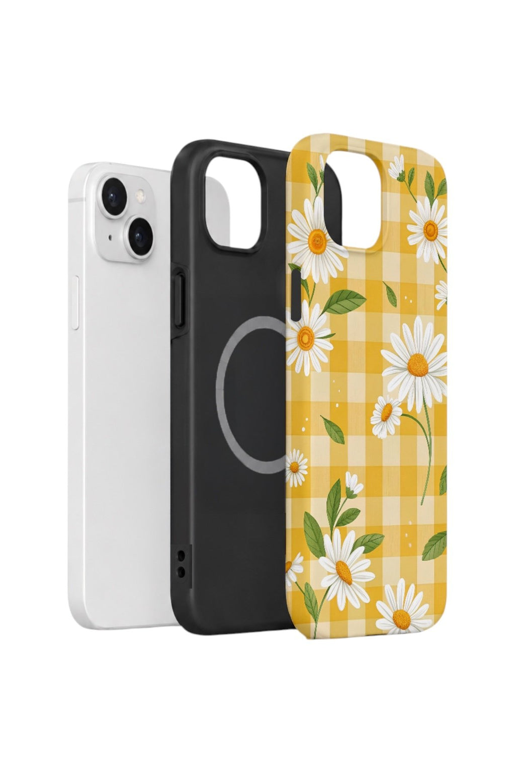 iPhone 14 Vorian Çift Katmanlı MagSafe Kılıf Daisy Picnic Gingham