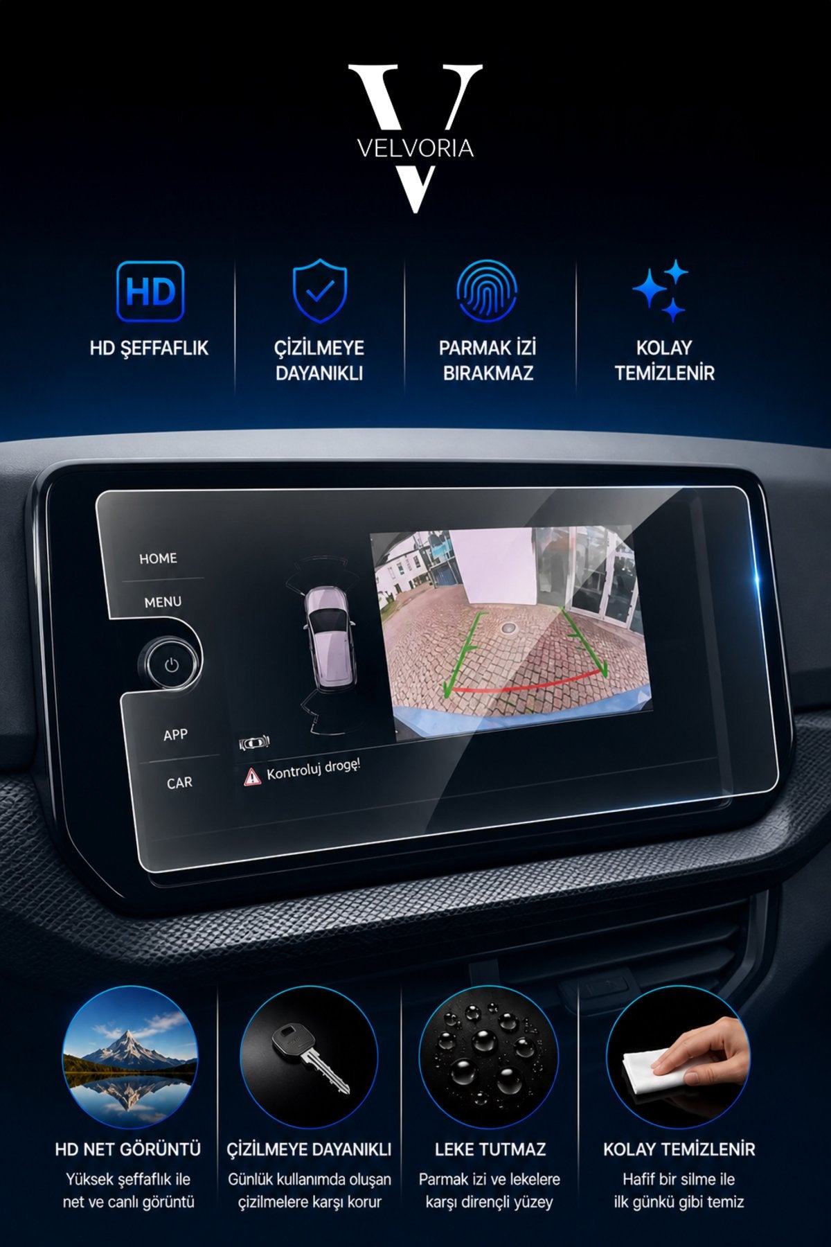 Volkswagen Polo 8 inç Fiziksel tek tuş Uyumlu Multimedya 9H Nano Ekran Koruyucu 2024