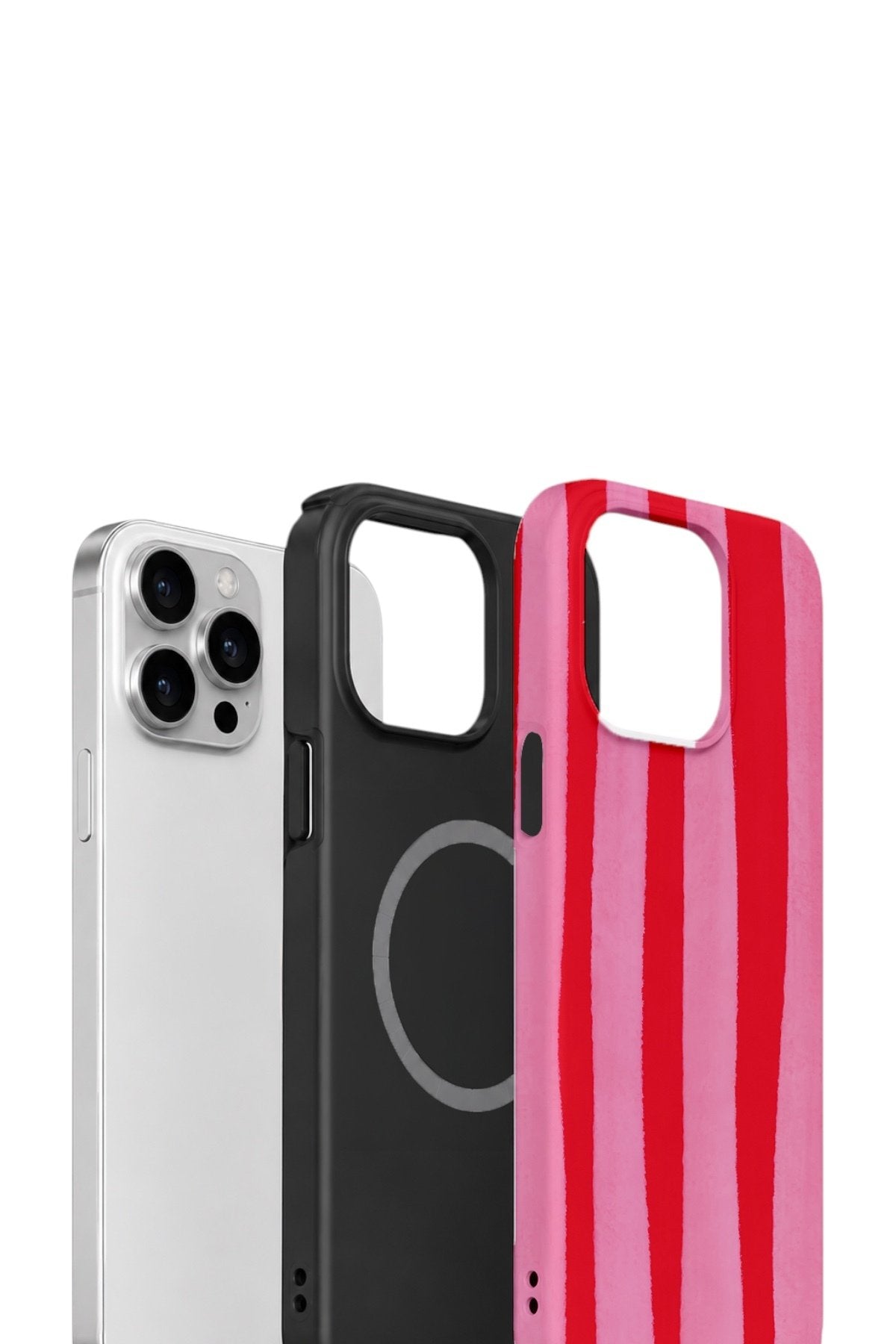 iPhone 13 Pro Max Vorian Çift Katmanlı MagSafe Kılıf Raspberry Bold Stripe