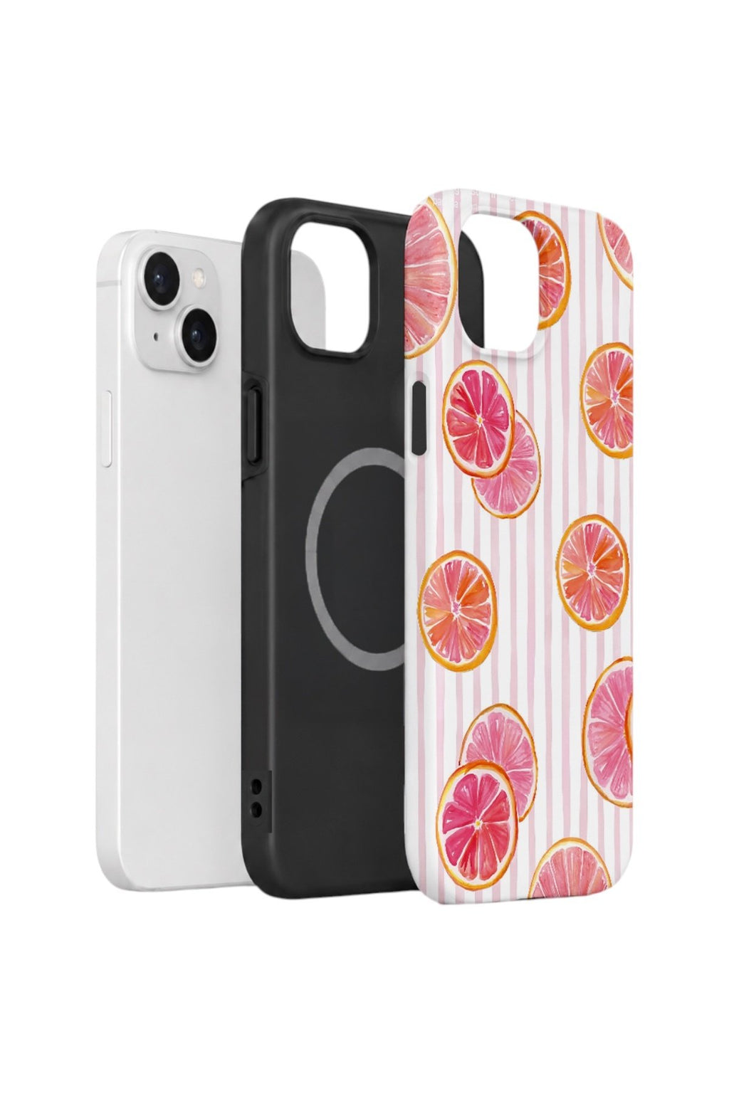 iPhone 15 Plus Vorian Çift Katmanlı MagSafe Kılıf Pink Grapefruit Garden