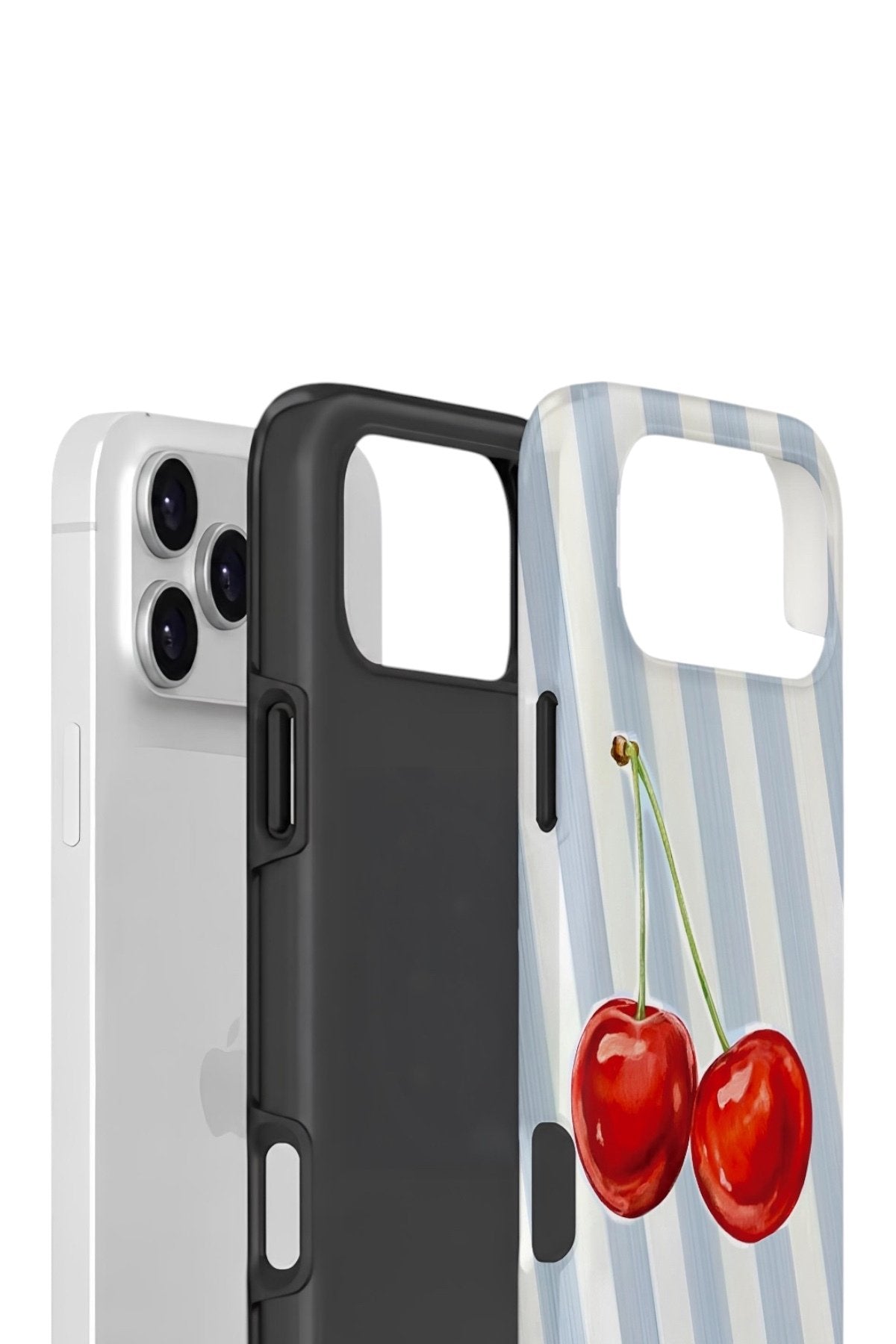 iPhone 17 Pro Vorian Çift Katmanlı Kılıf Cherry Blue Stripe