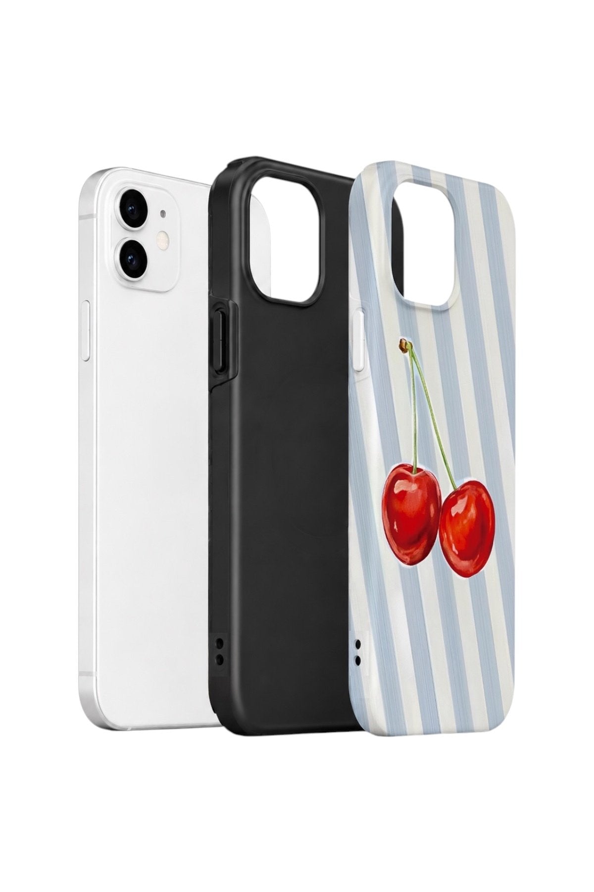 iPhone 11 Vorian Çift Katmanlı Kılıf Cherry Blue Stripe