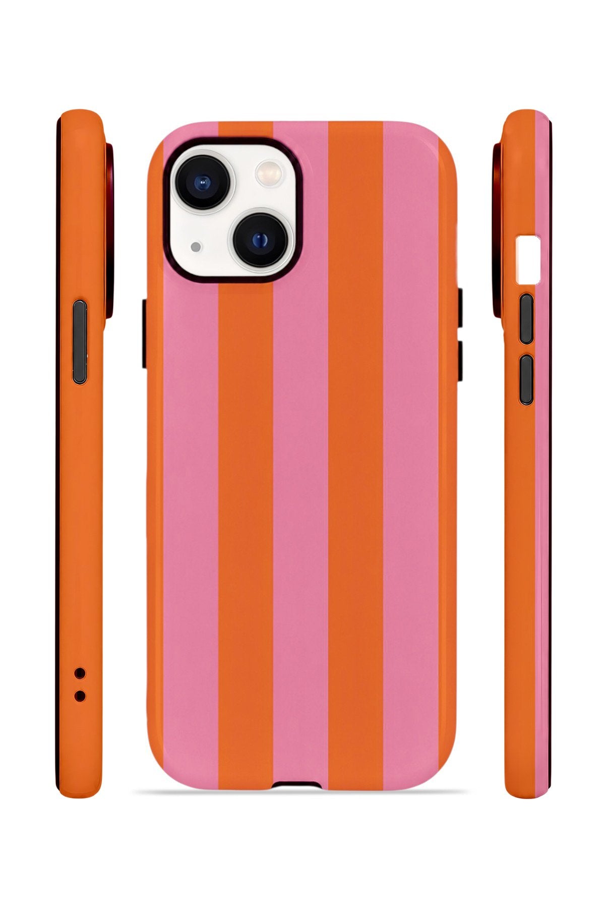 iPhone 14 Plus Vorian Çift Katmanlı MagSafe Kılıf Tangerine Rose Stripe