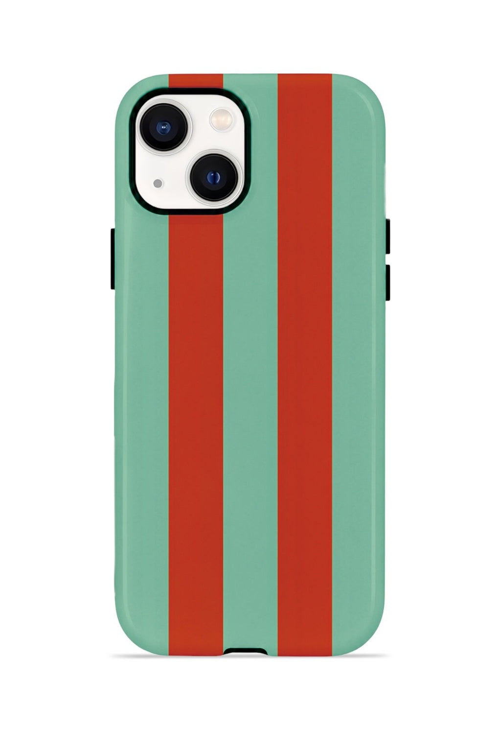 iPhone 15 Plus Vorian Çift Katmanlı MagSafe Kılıf Terracotta Mint Stripe