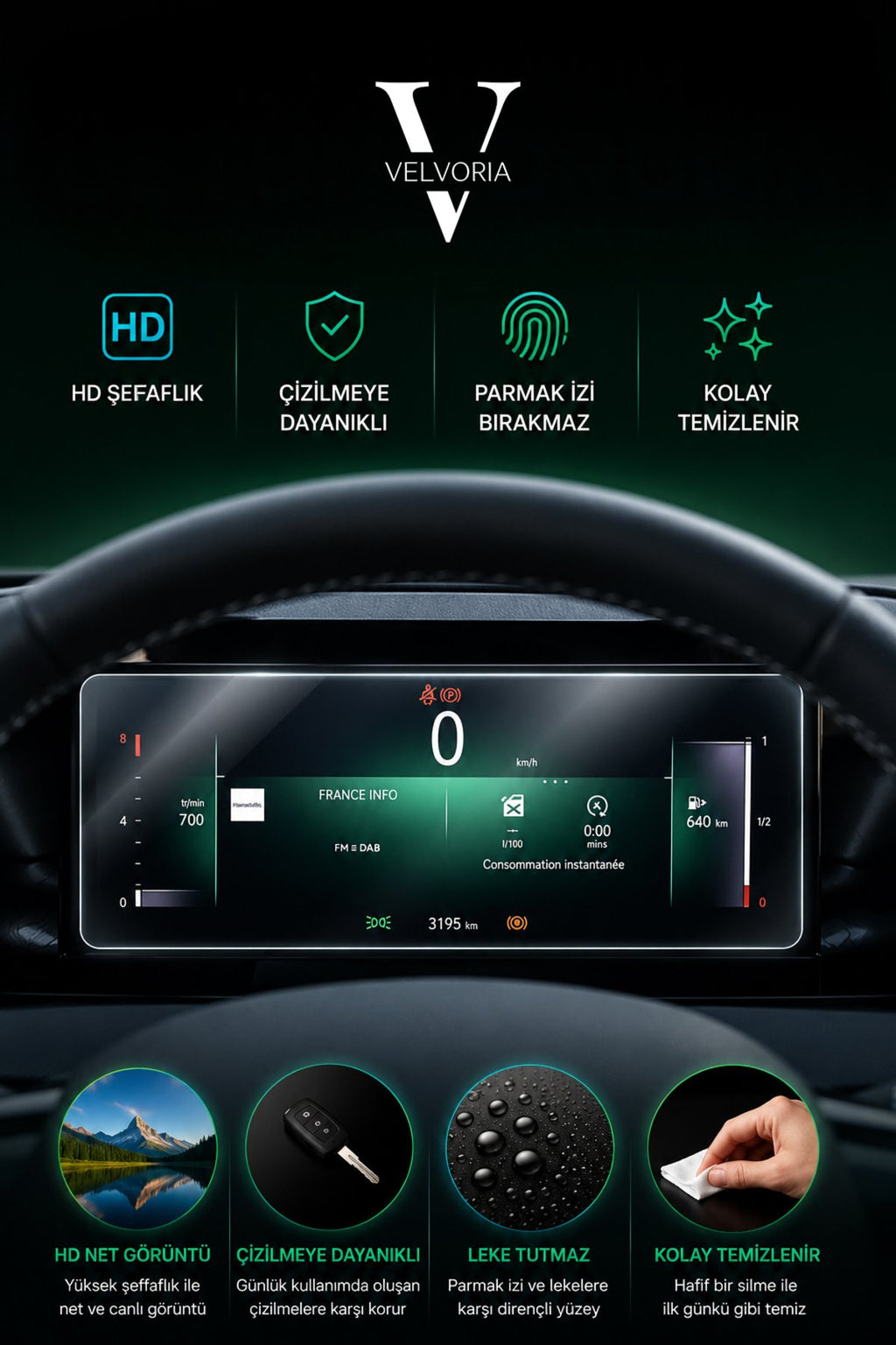 Opel Astra 10 Inç Dijital Gösterge Nano Glass Ekran Koruyucu 2022 2023