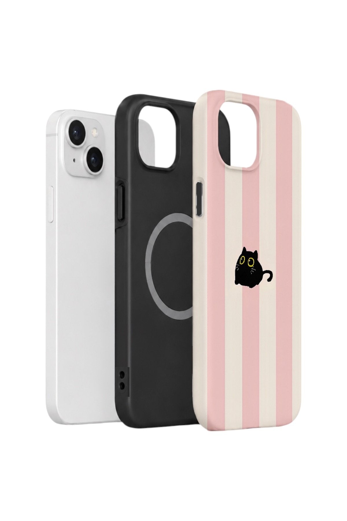 iPhone 14 Vorian Çift Katmanlı MagSafe Kılıf Midnight Cat Stripe