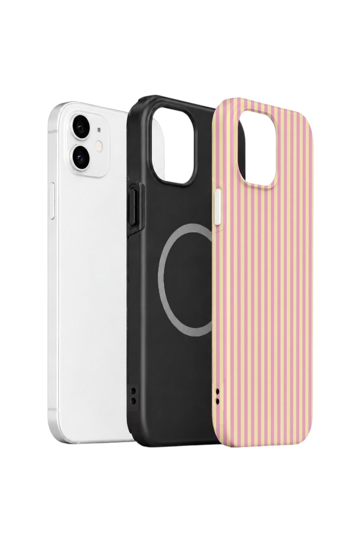 iPhone 11 Vorian Çift Katmanlı MagSafe Kılıf Lemon Candy Pinstripe