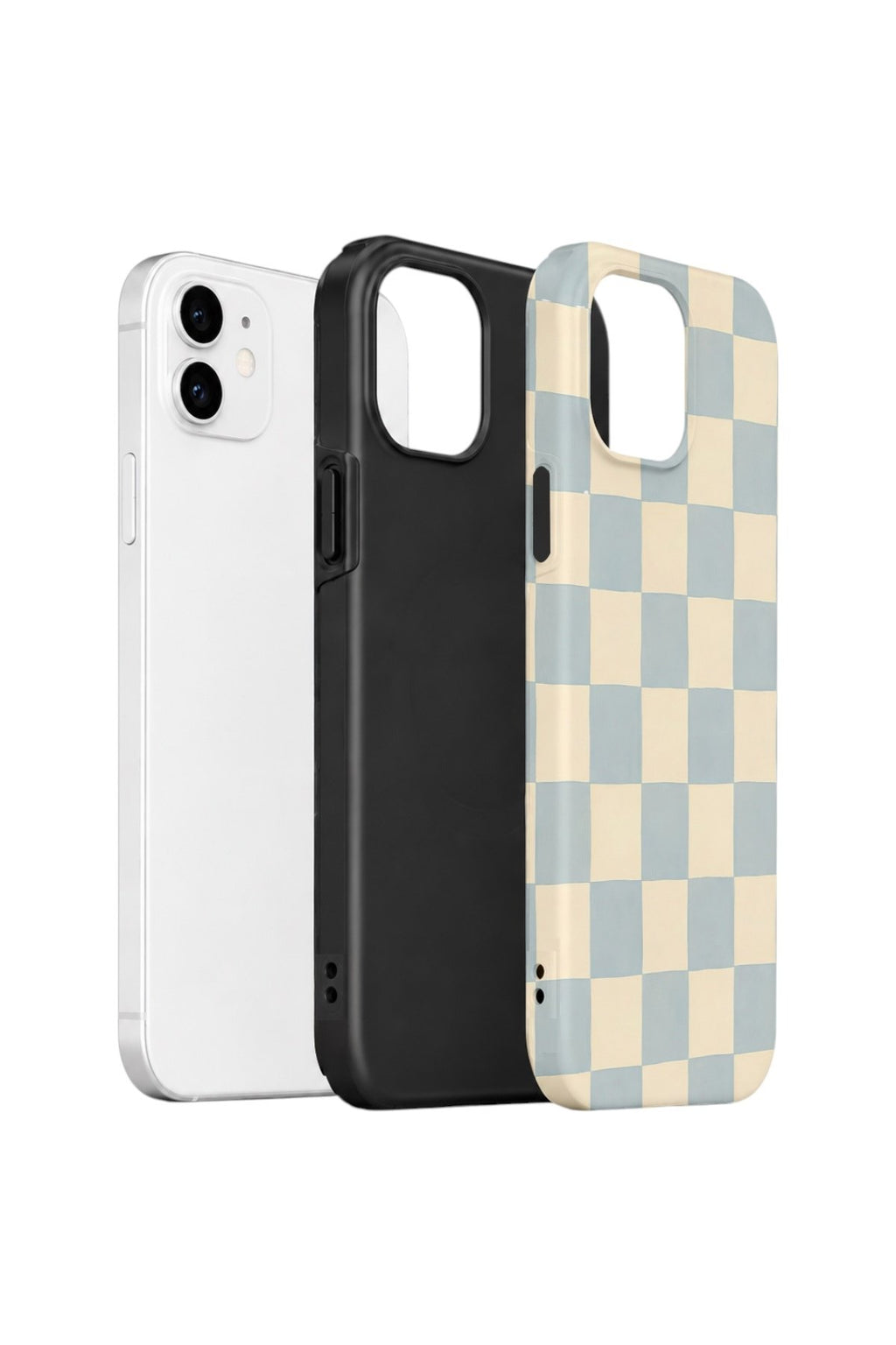 iPhone 12 Vorian Çift Katmanlı Kılıf Powder Blue Checker