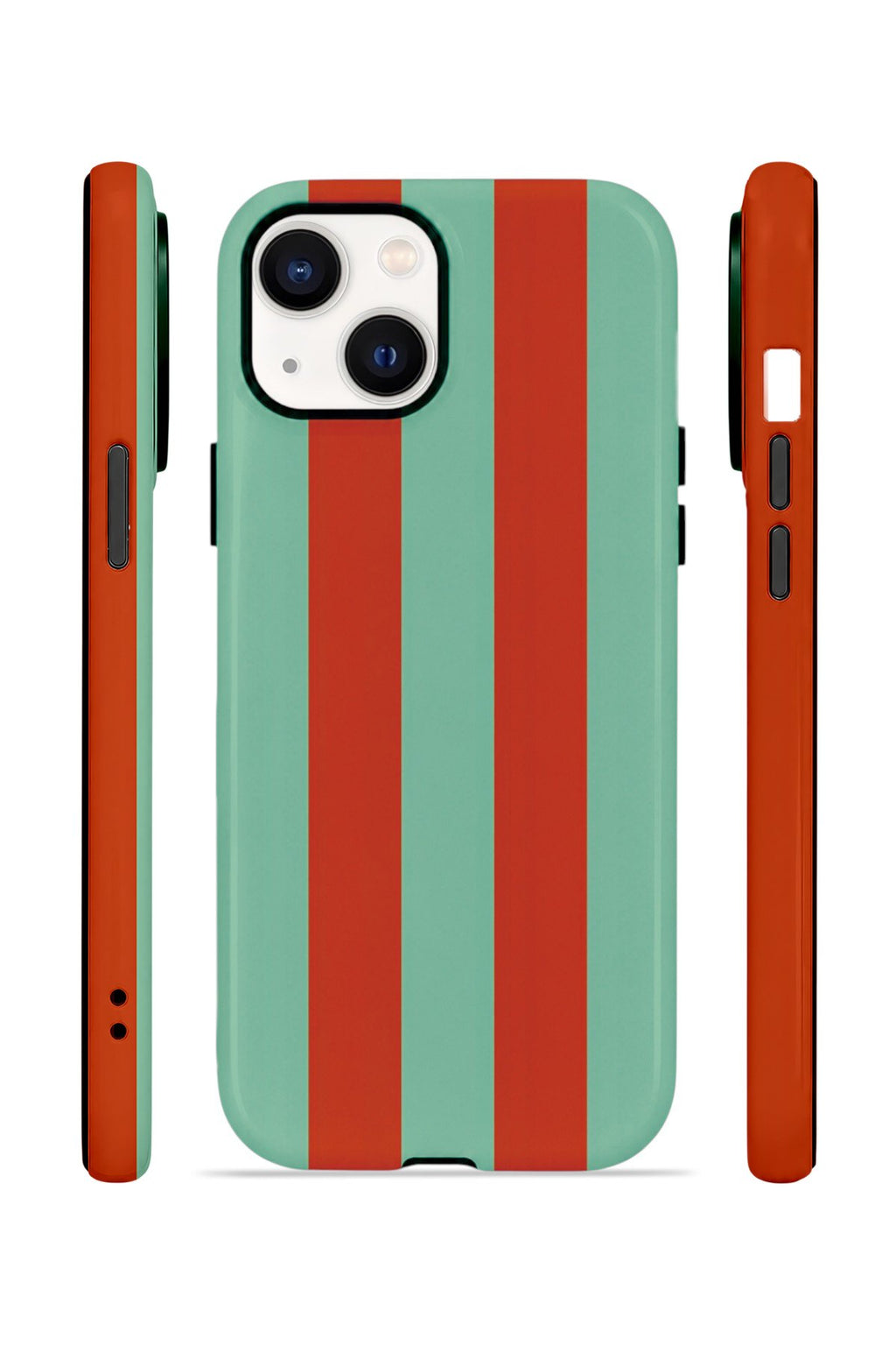 iPhone 14 Plus Vorian Çift Katmanlı Kılıf Terracotta Mint Stripe