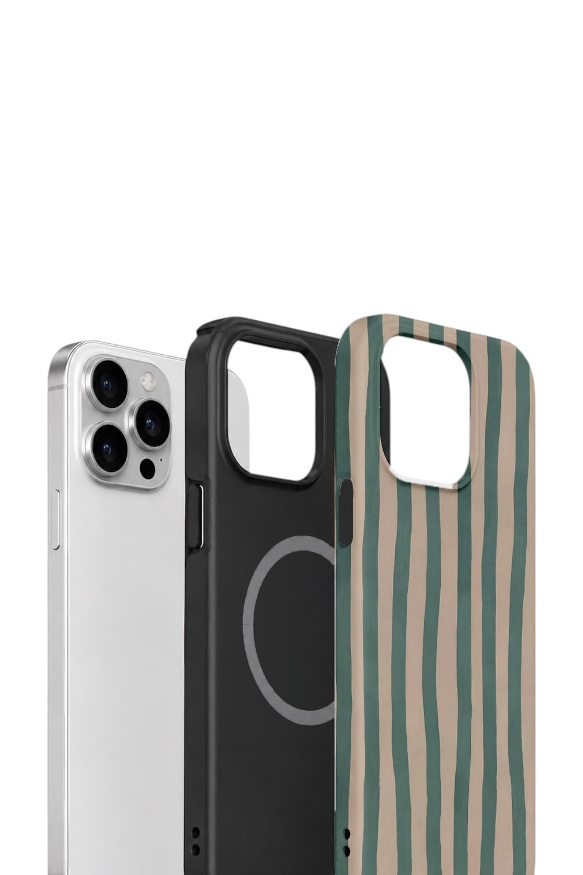 iPhone 13 Pro Max Vorian Çift Katmanlı MagSafe Kılıf Sage Riviera Stripe