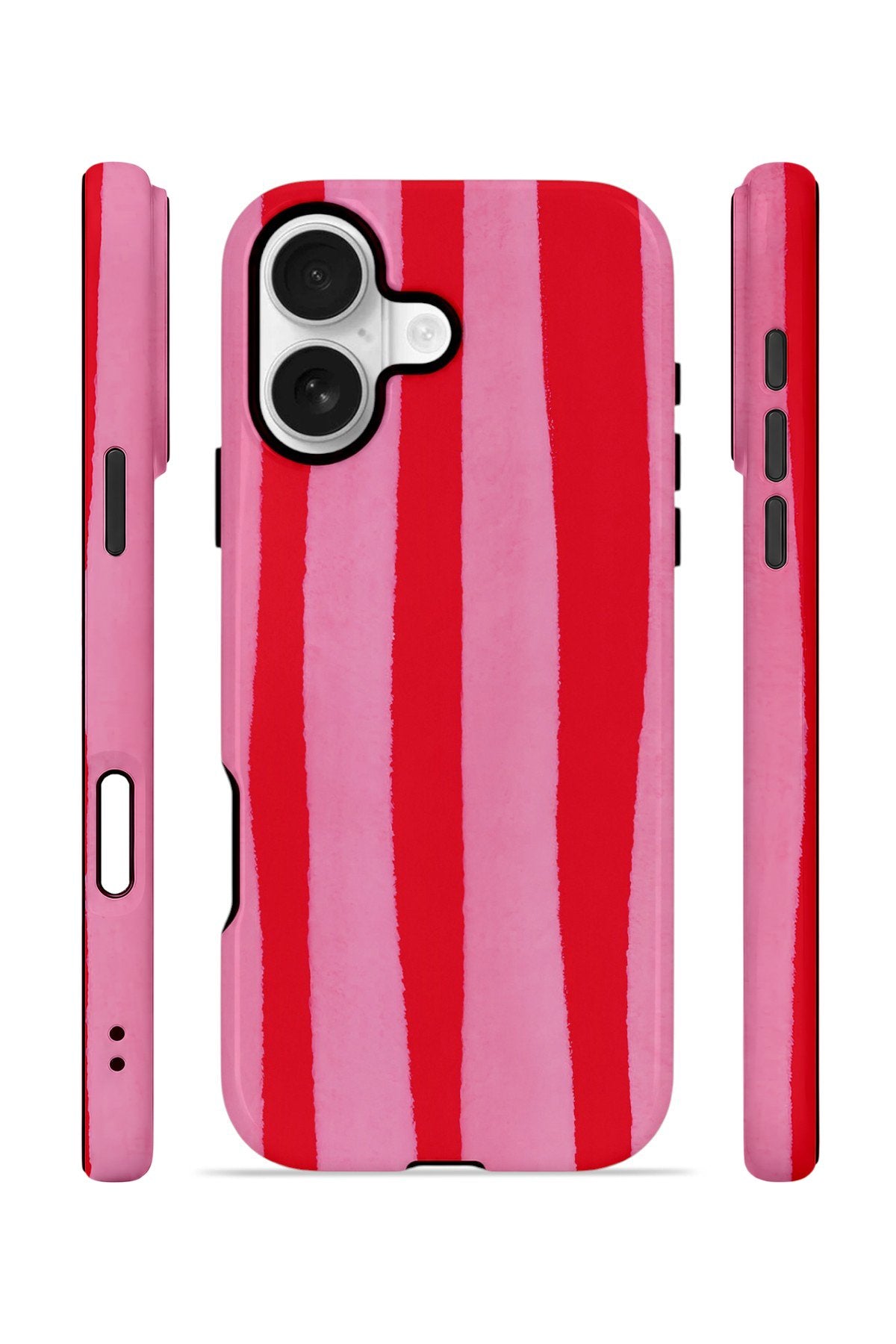 iPhone 16 Vorian Çift Katmanlı MagSafe Kılıf Raspberry Bold Stripe