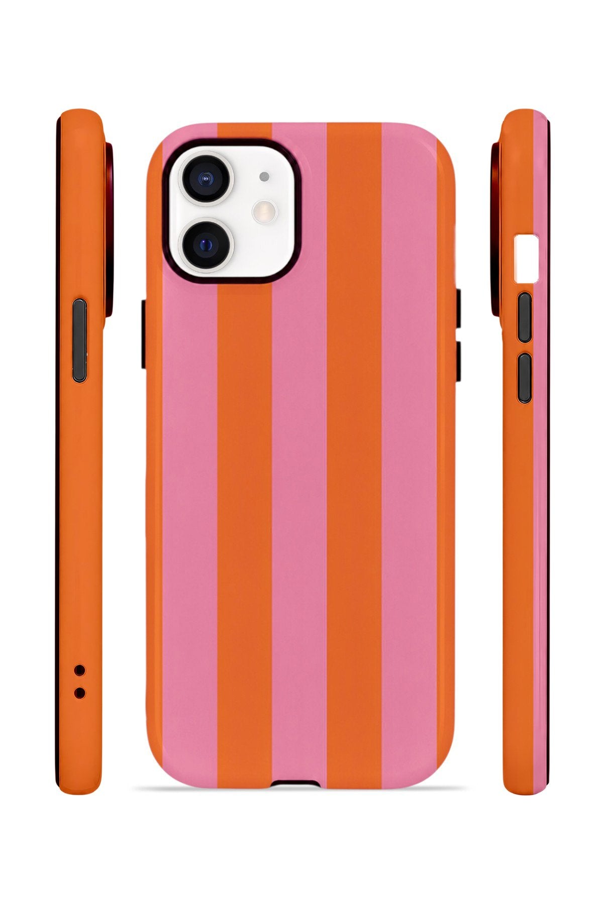iPhone 11 Vorian Çift Katmanlı Kılıf Tangerine Rose Stripe