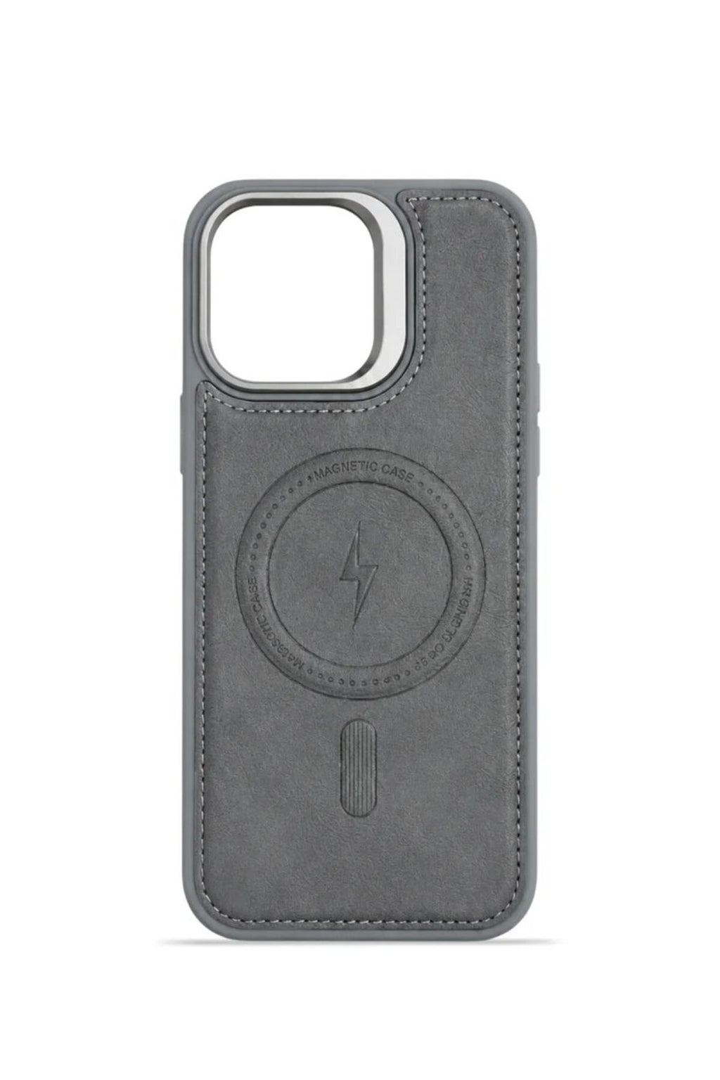 iPhone 15 Pro Max GripStand MagSafe Deri Kılıf Gri