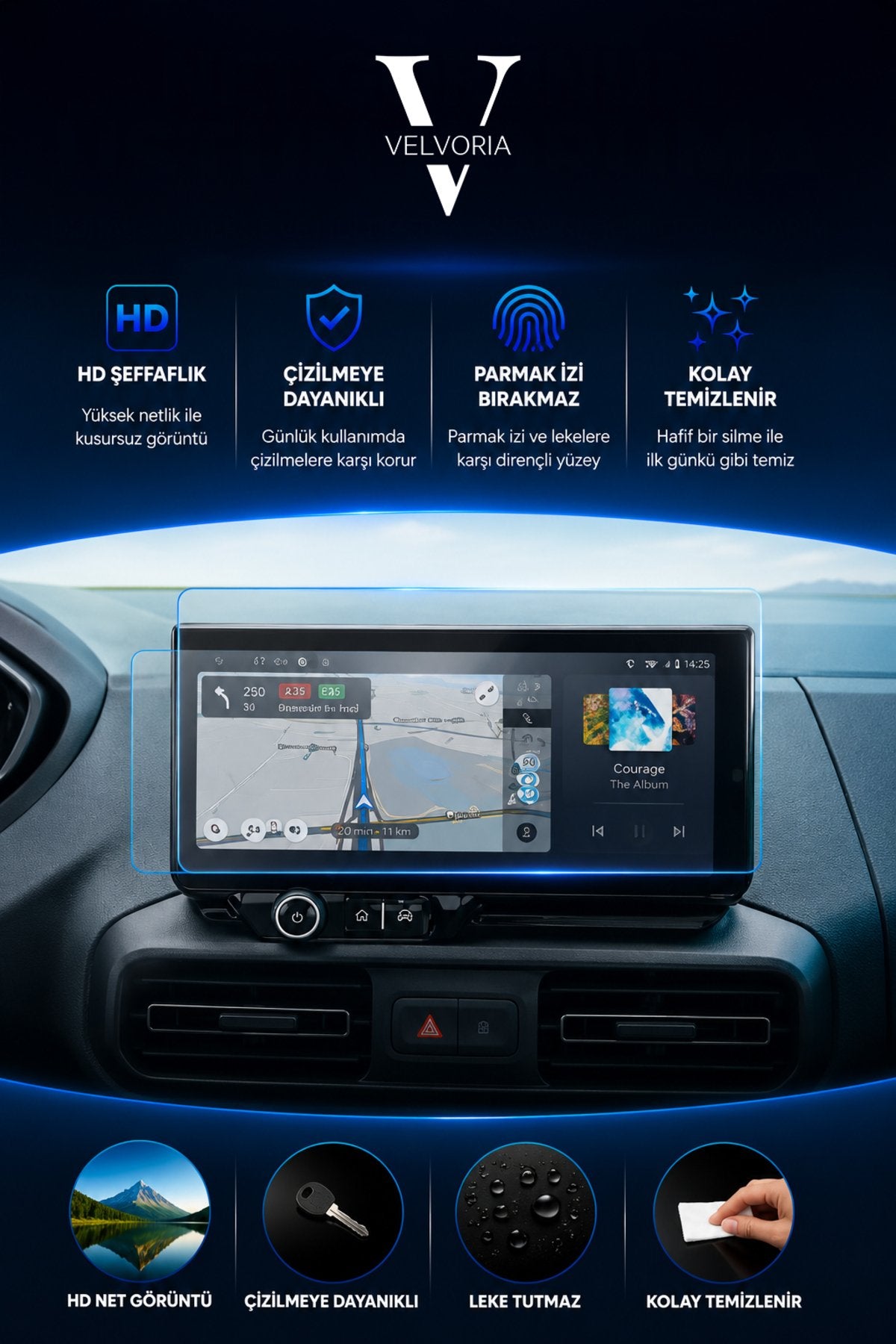 Yeni Citroen Berlingo Navigasyon Multimedya Uyumlu 9h Nano Ekran Koruyucu 2024 2025