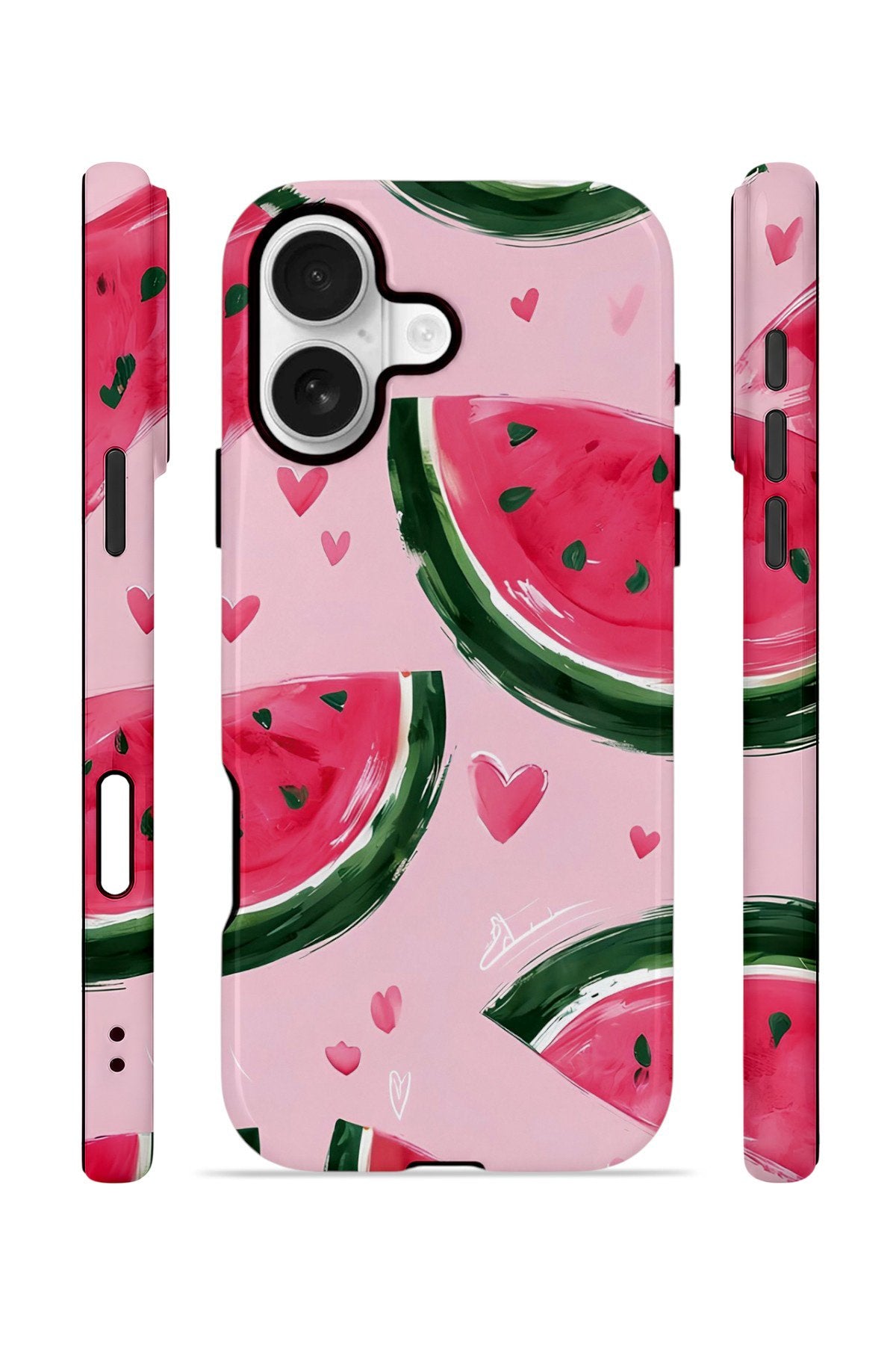 iPhone 16 Plus Vorian Çift Katmanlı Kılıf Watermelon Hearts