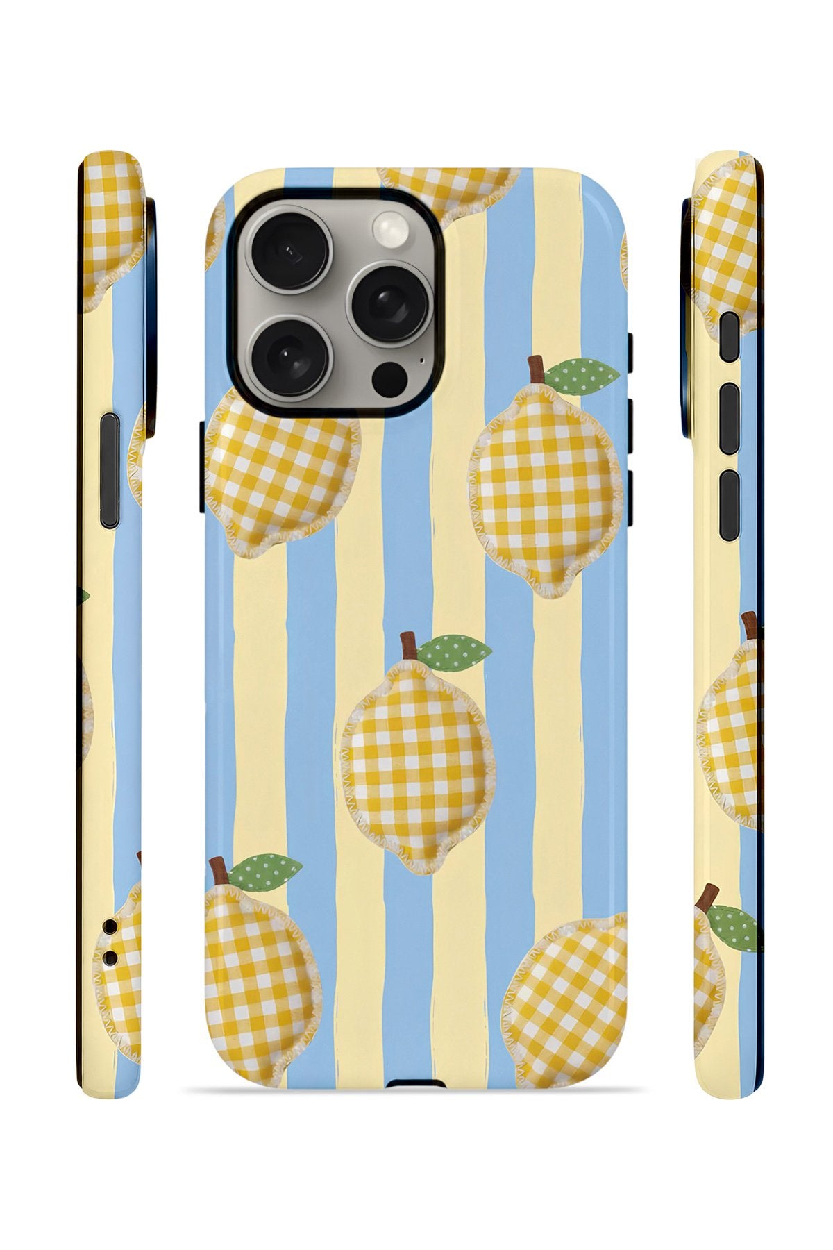 iPhone 15 Pro Max Vorian Çift Katmanlı MagSafe Kılıf Gingham Lemon Grove