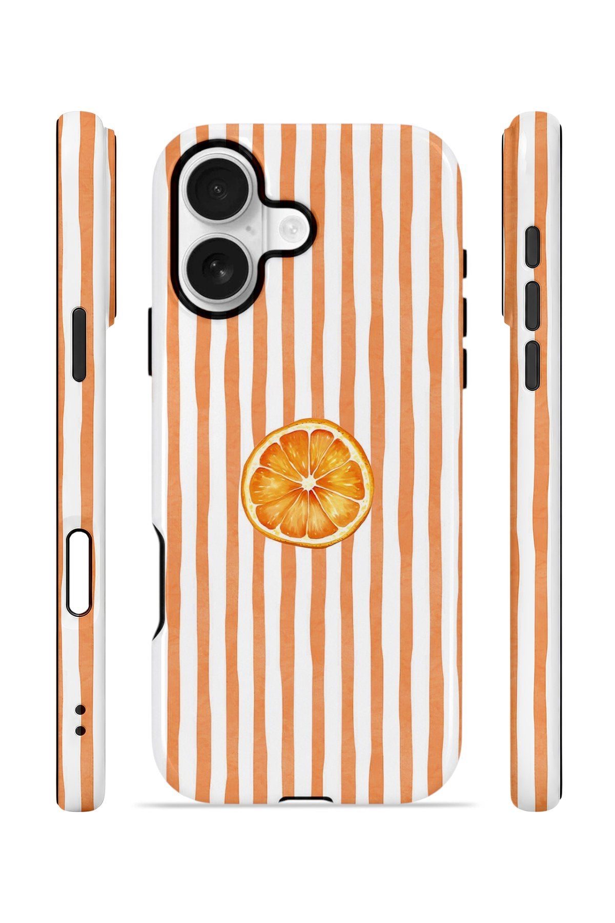 iPhone 16 Plus Vorian Çift Katmanlı MagSafe Kılıf Orange Slice Stripe