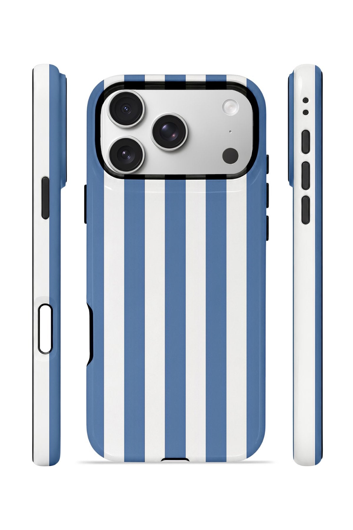 iPhone 17 Pro Vorian Çift Katmanlı Kılıf Blue Marina Stripe