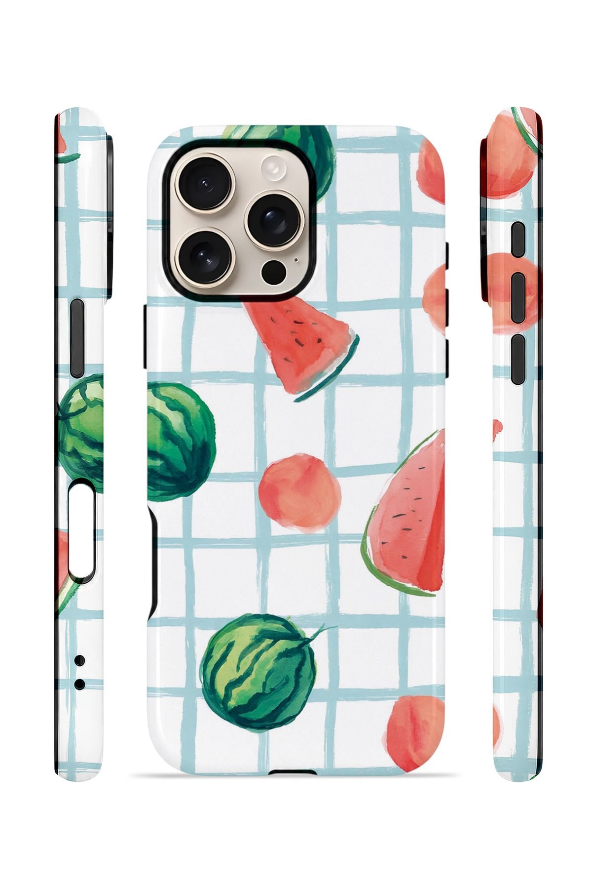 iPhone 16 Pro Max Vorian Çift Katmanlı MagSafe Kılıf Watermelon Grid