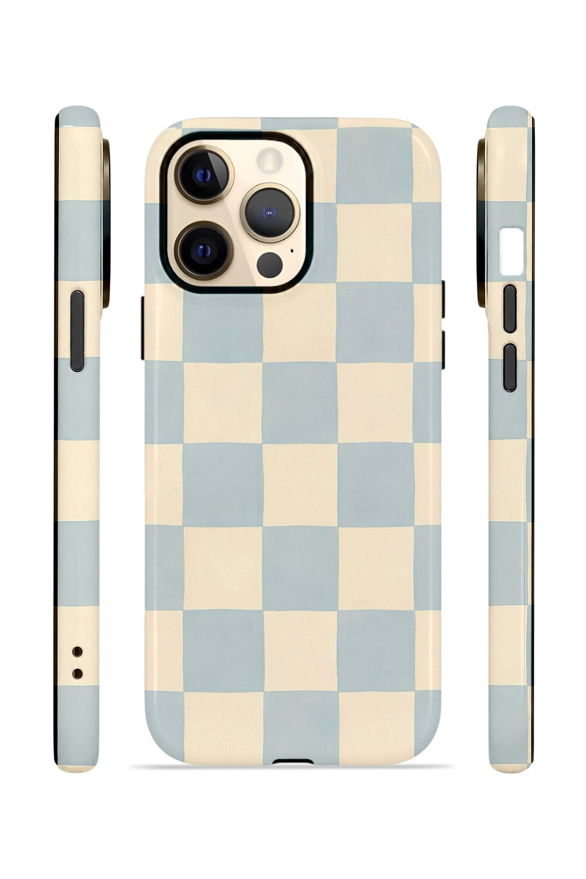 iPhone 12 Pro Max Vorian Çift Katmanlı Kılıf Powder Blue Checker
