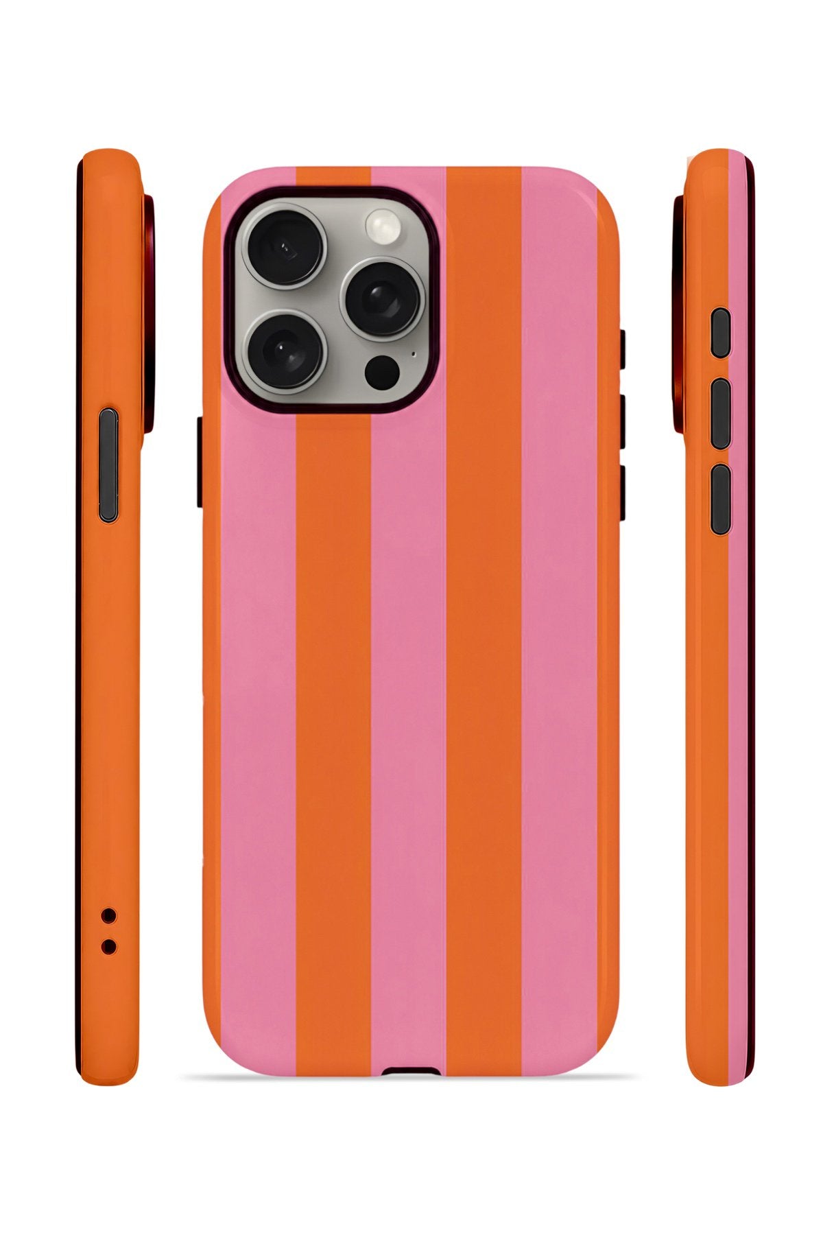 iPhone 15 Pro Max Vorian Çift Katmanlı Kılıf Tangerine Rose Stripe