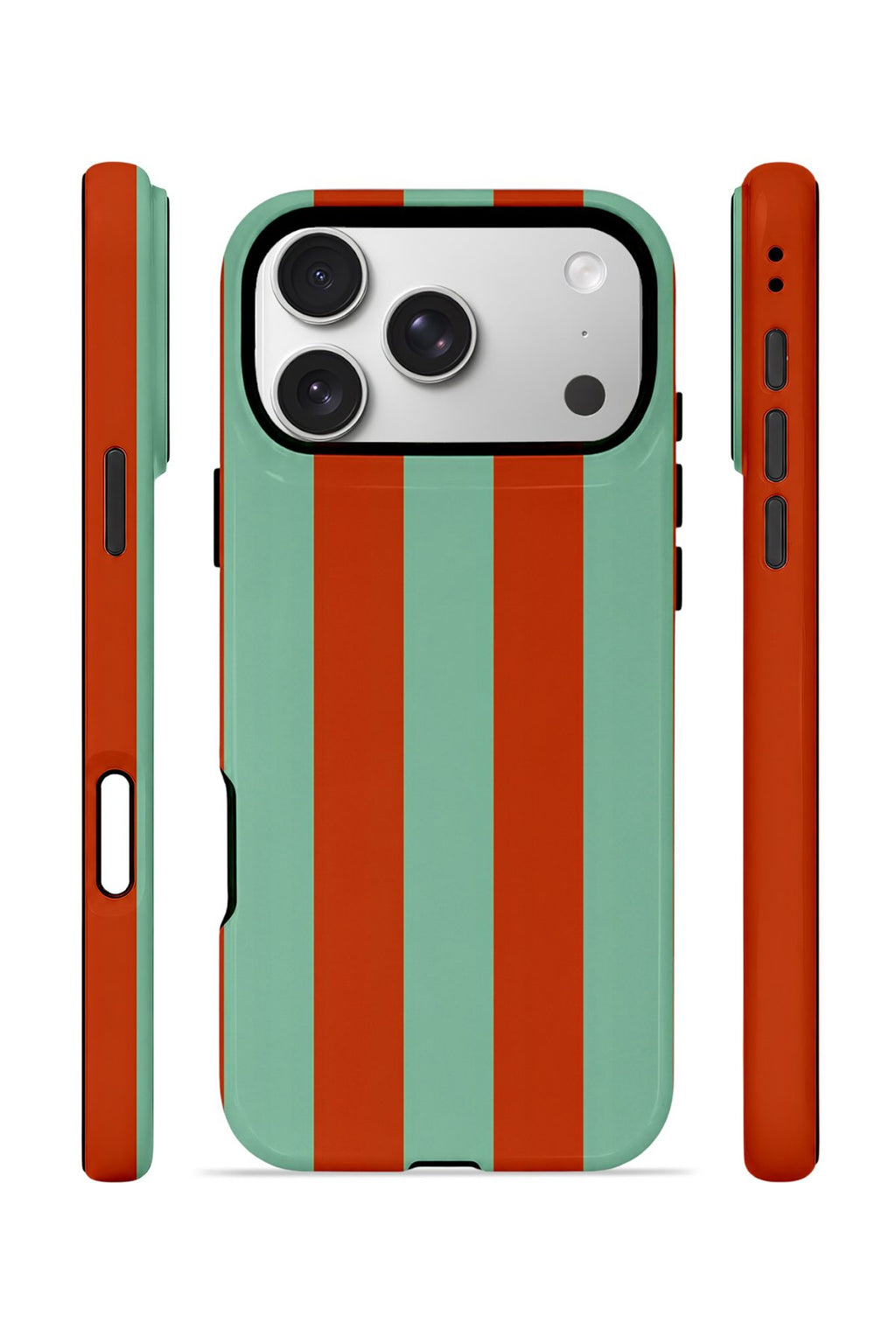 iPhone 17 Pro Max Vorian Çift Katmanlı MagSafe Kılıf Terracotta Mint Stripe