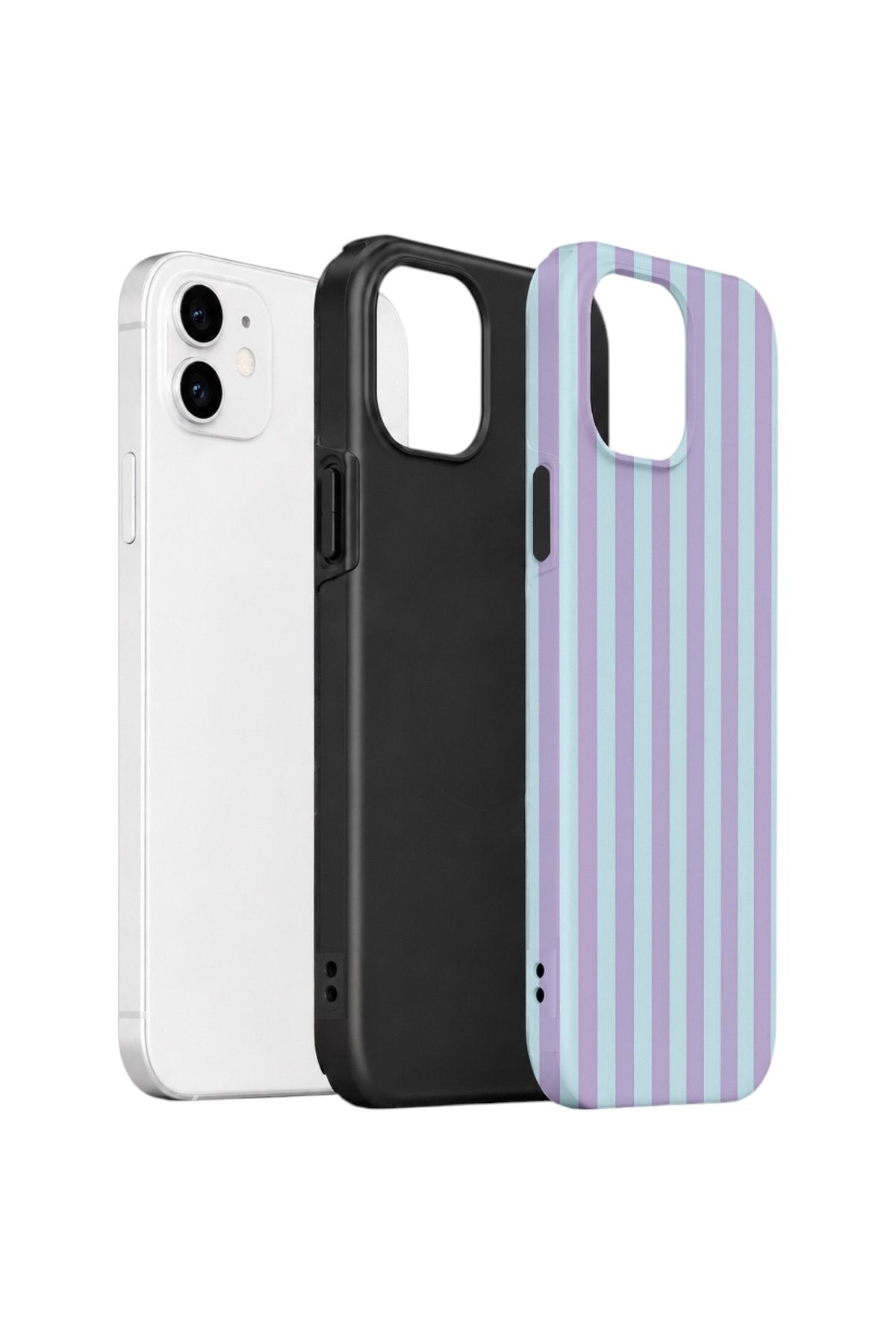 iPhone 12 Vorian Çift Katmanlı Kılıf Lilac Riviera Stripe