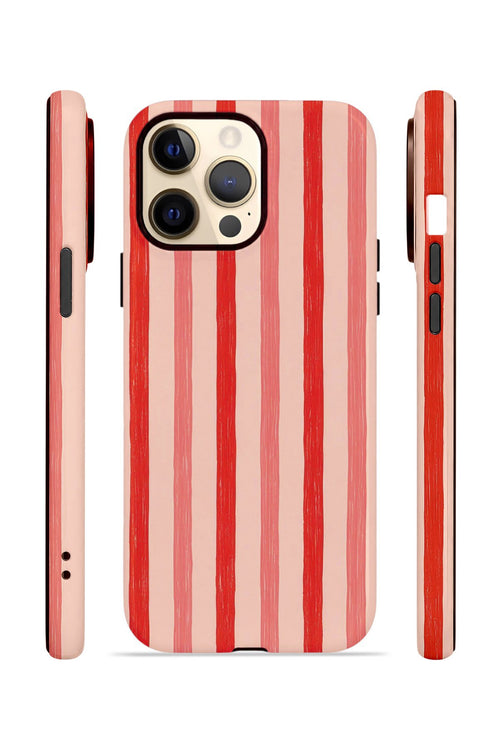 iPhone 12 Pro Max Vorian Çift Katmanlı Kılıf Coral Cream Stripe