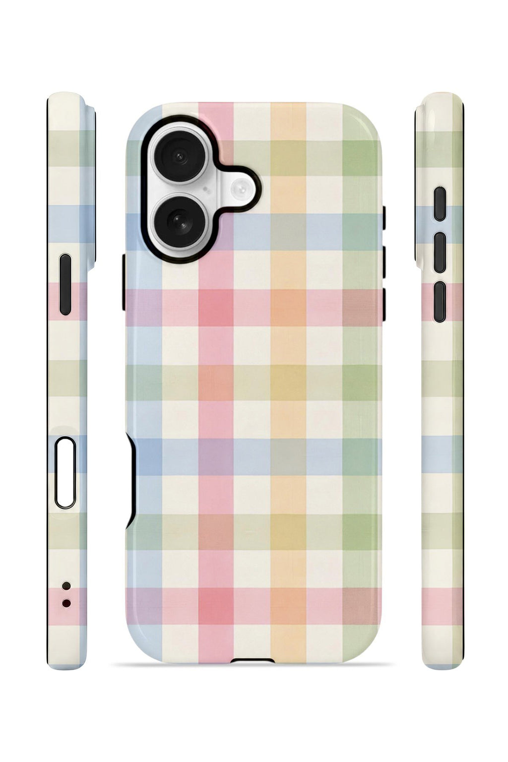 iPhone 16 Plus Vorian Çift Katmanlı Kılıf Pastel Gingham