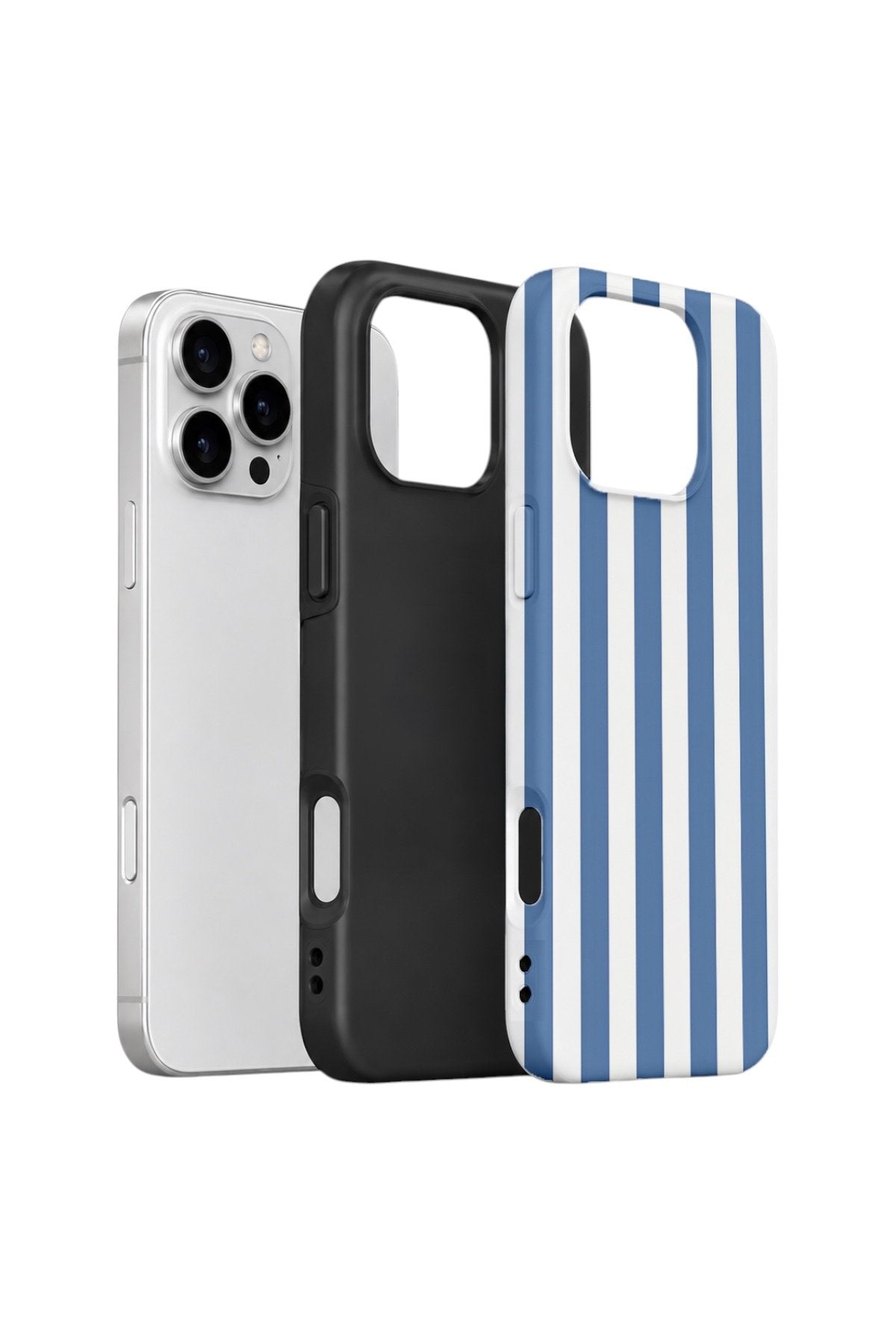 iPhone 16 Pro Max Vorian Çift Katmanlı Kılıf Blue Marina Stripe